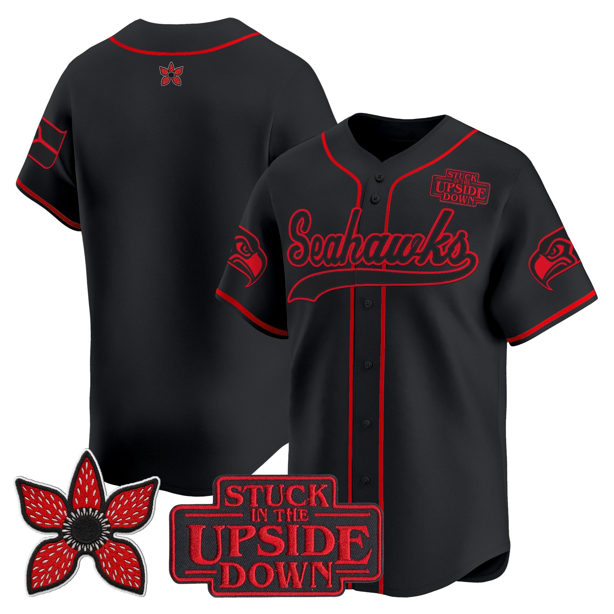 Seattle Seahawks 'Stranger Things Edition' Vapor Baseball Jersey - All Stitched