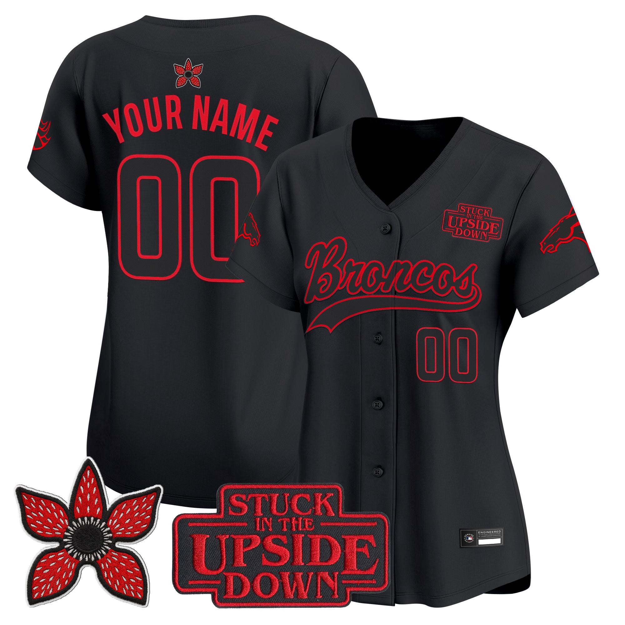 Denver Broncos 'Stranger Things Edition' Vapor Baseball Custom Jersey - All Stitched