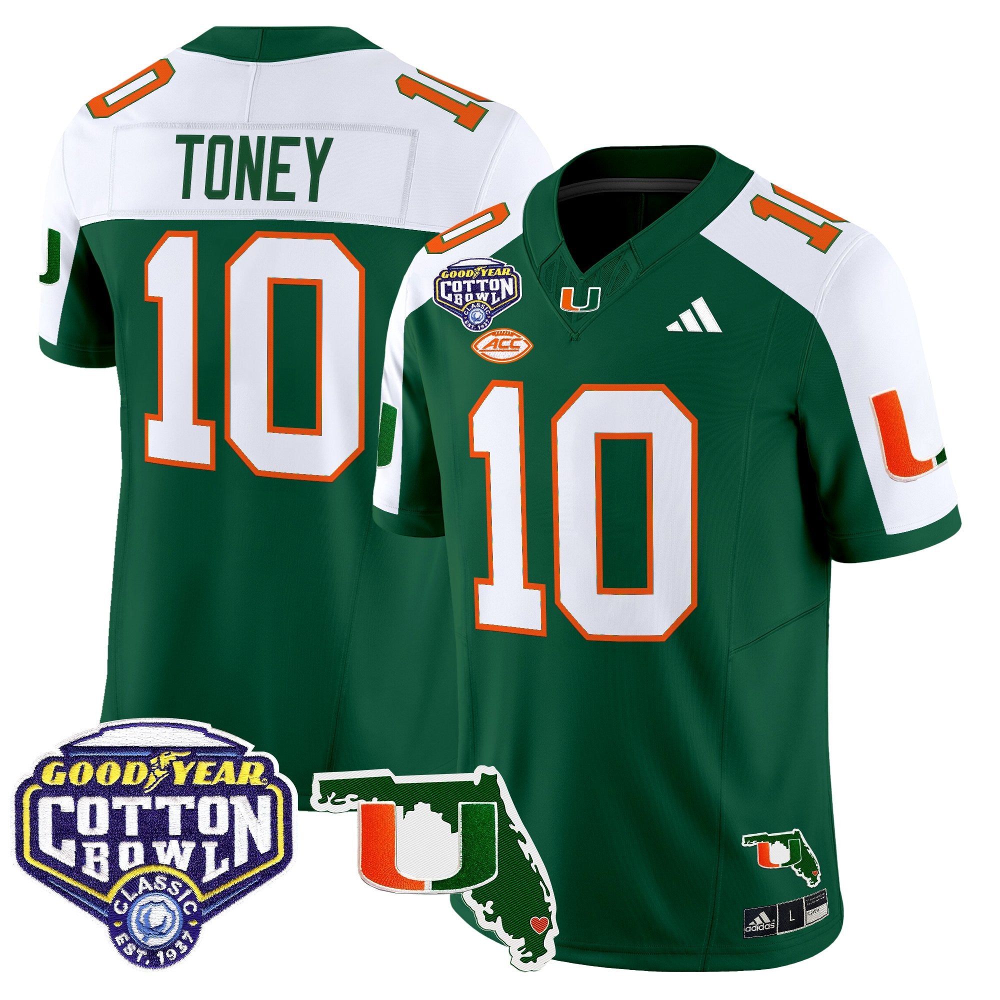 Men's Miami Hurricanes 2025 Cotton Bowl & Florida Patch Vapor Limited Jersey - All Stitched