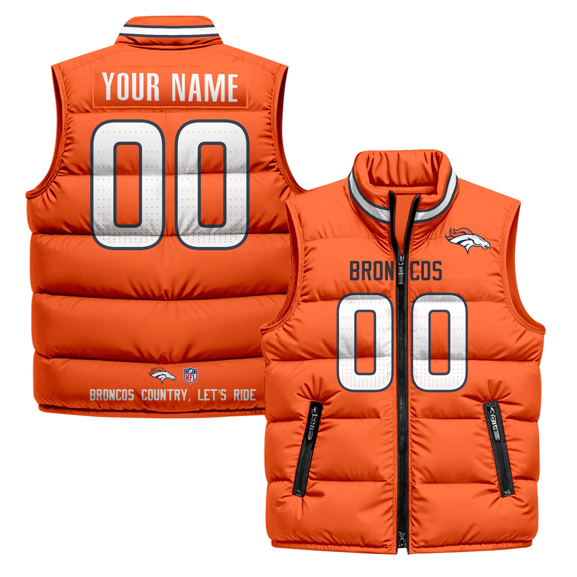 Denver Broncos 2025 Custom Puffer Vest