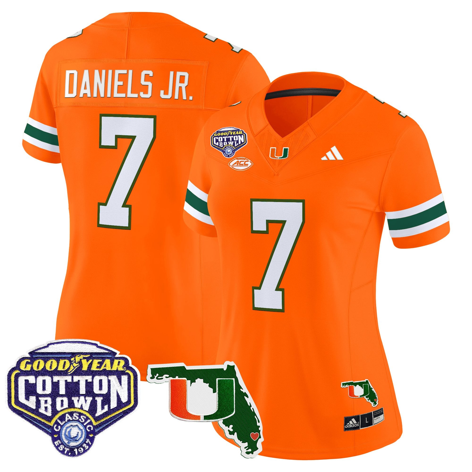 Women's Miami Hurricanes 2025 Cotton Bowl & Florida Patch Vapor Limited Jersey - All Stitched