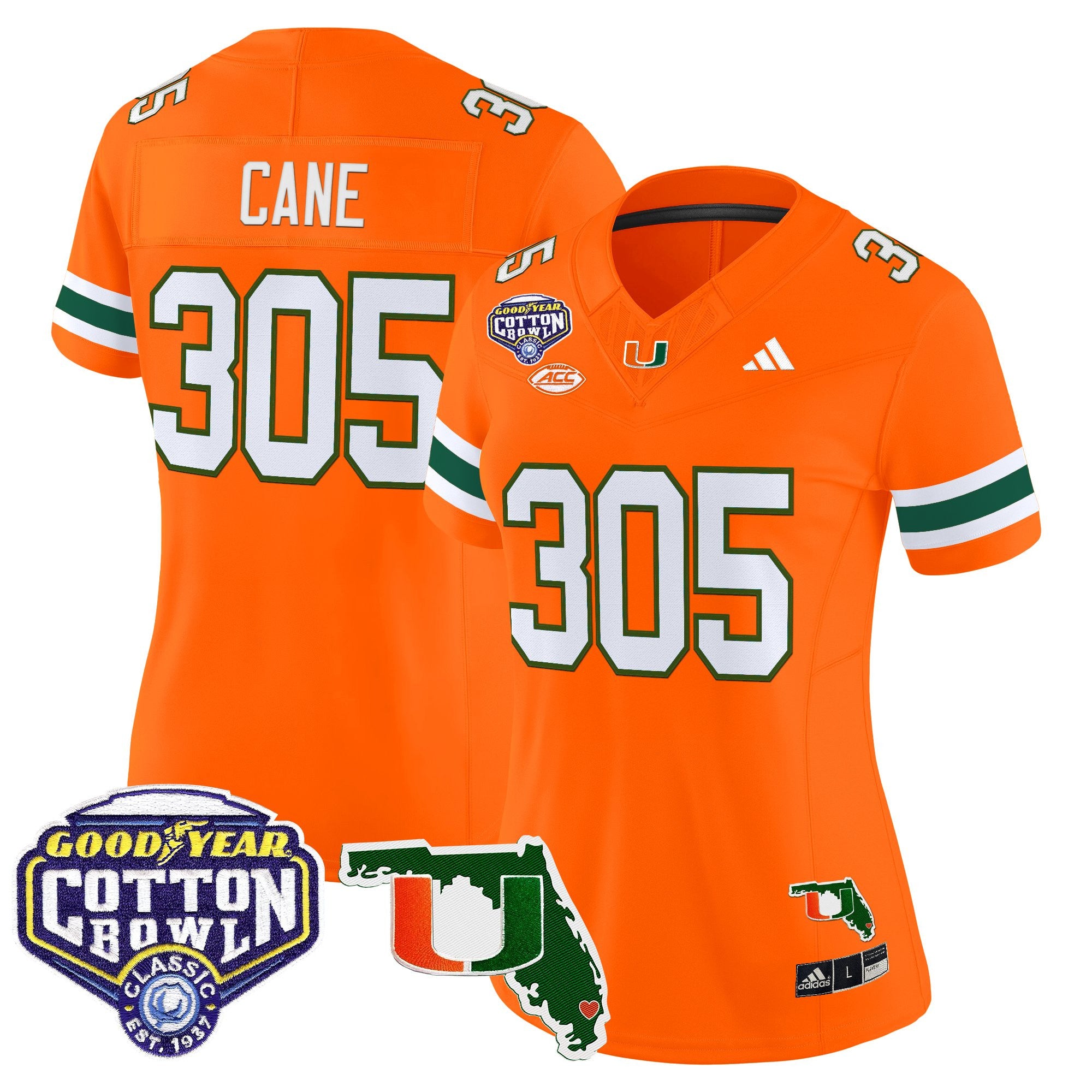 Women's Miami Hurricanes 2025 Cotton Bowl & Florida Patch Vapor Limited Jersey - All Stitched