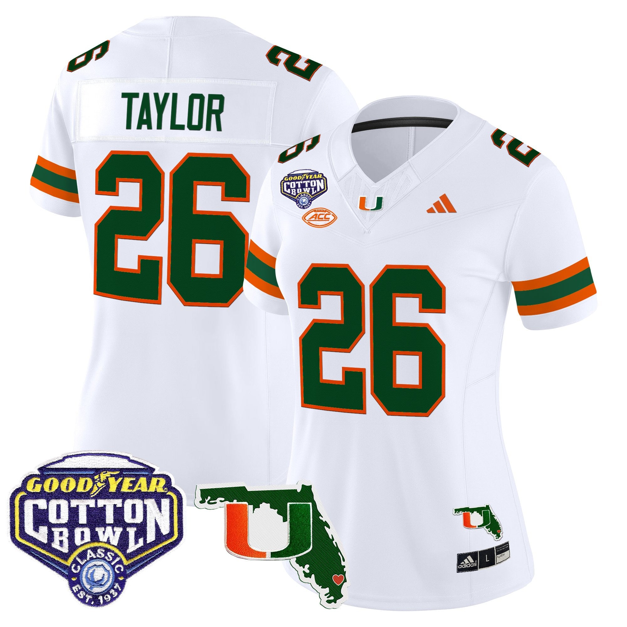 Women's Miami Hurricanes 2025 Cotton Bowl & Florida Patch Vapor Limited Jersey - All Stitched