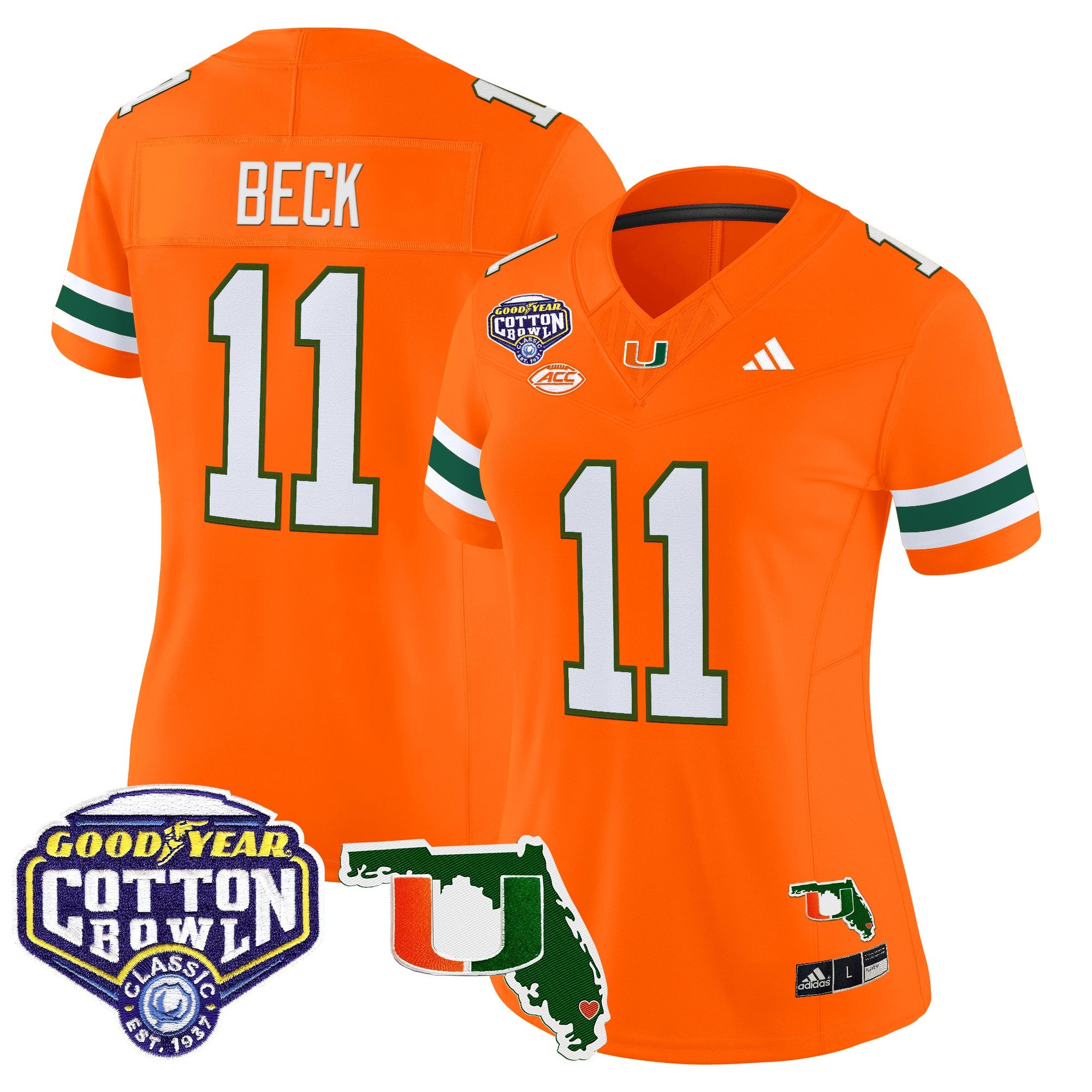 Women's Miami Hurricanes 2025 Cotton Bowl & Florida Patch Vapor Limited Jersey - All Stitched