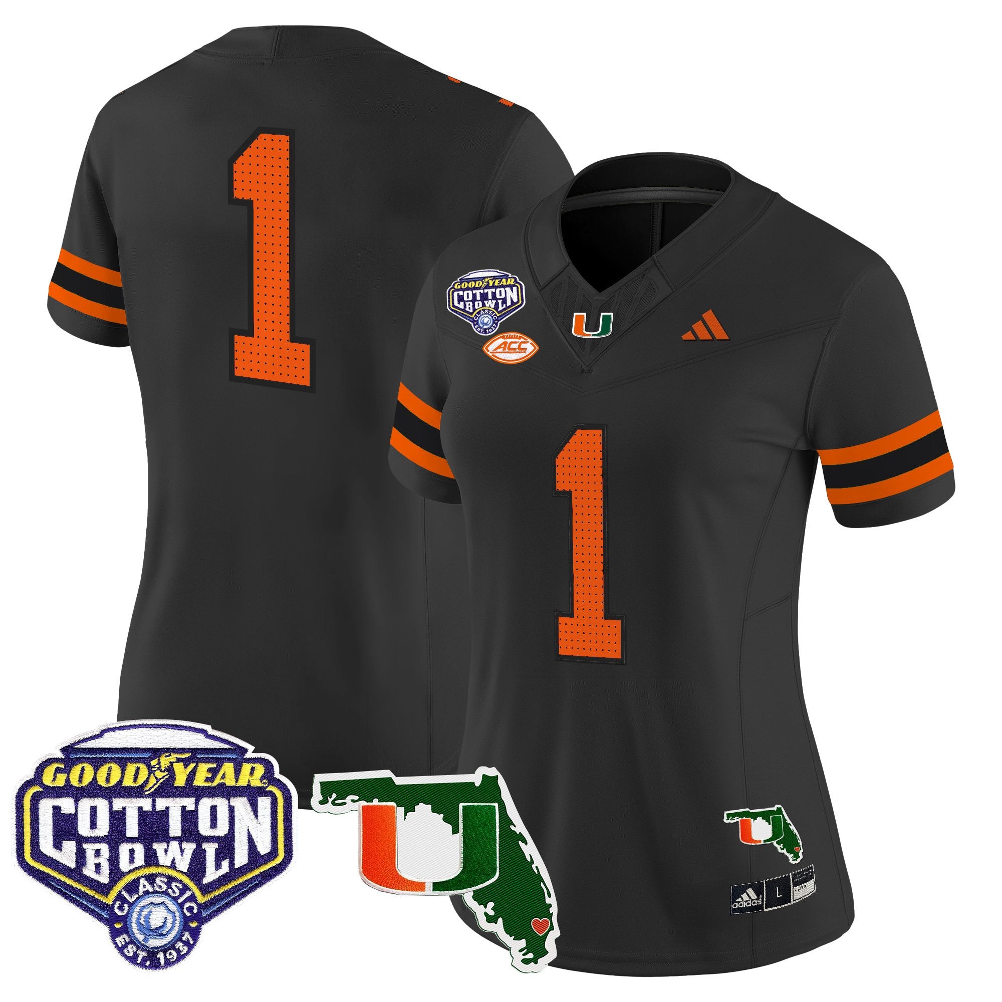 Women's Miami Hurricanes 2025 Cotton Bowl & Florida Patch Vapor Limited Jersey - All Stitched