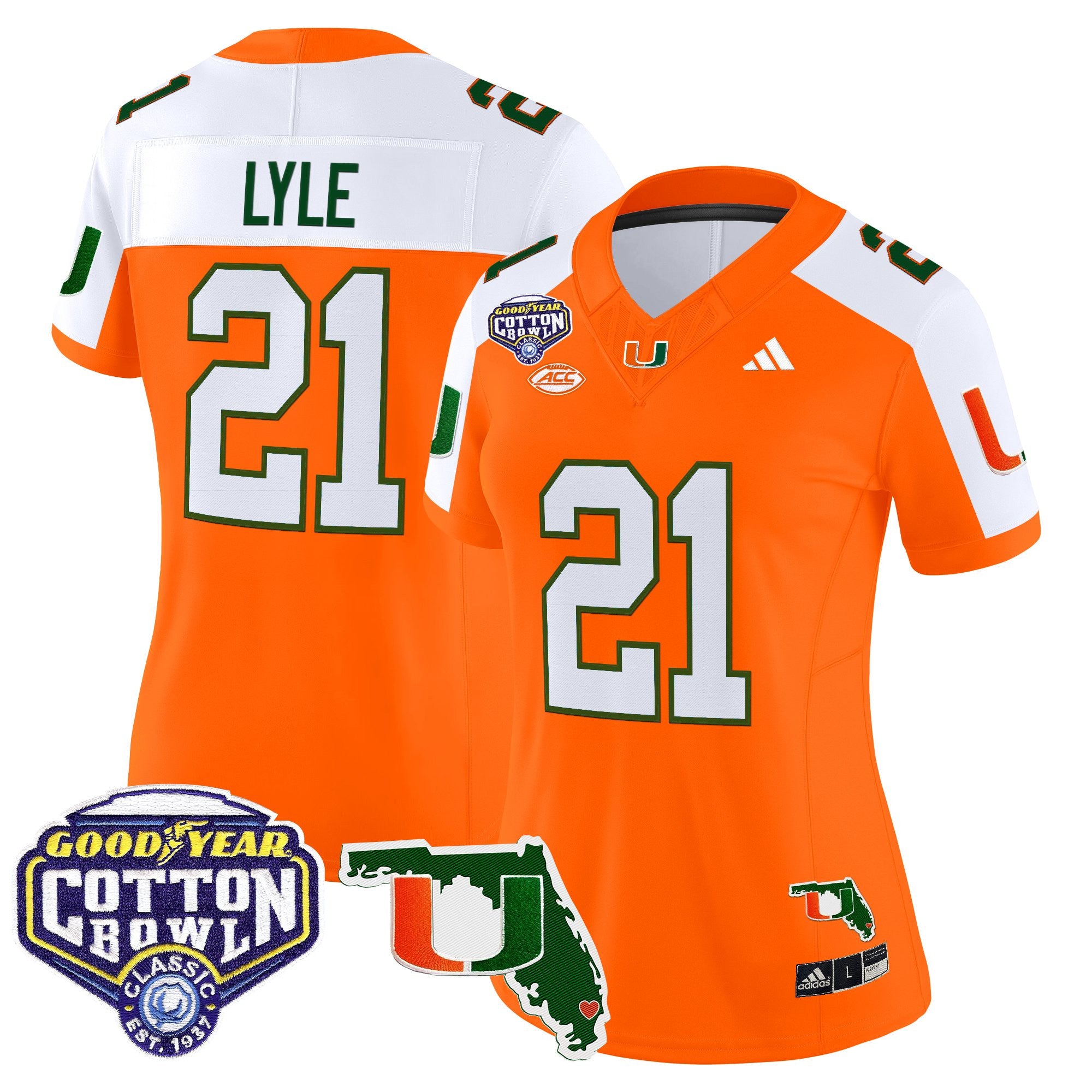 Women's Miami Hurricanes 2025 Cotton Bowl & Florida Patch Vapor Limited Jersey - All Stitched
