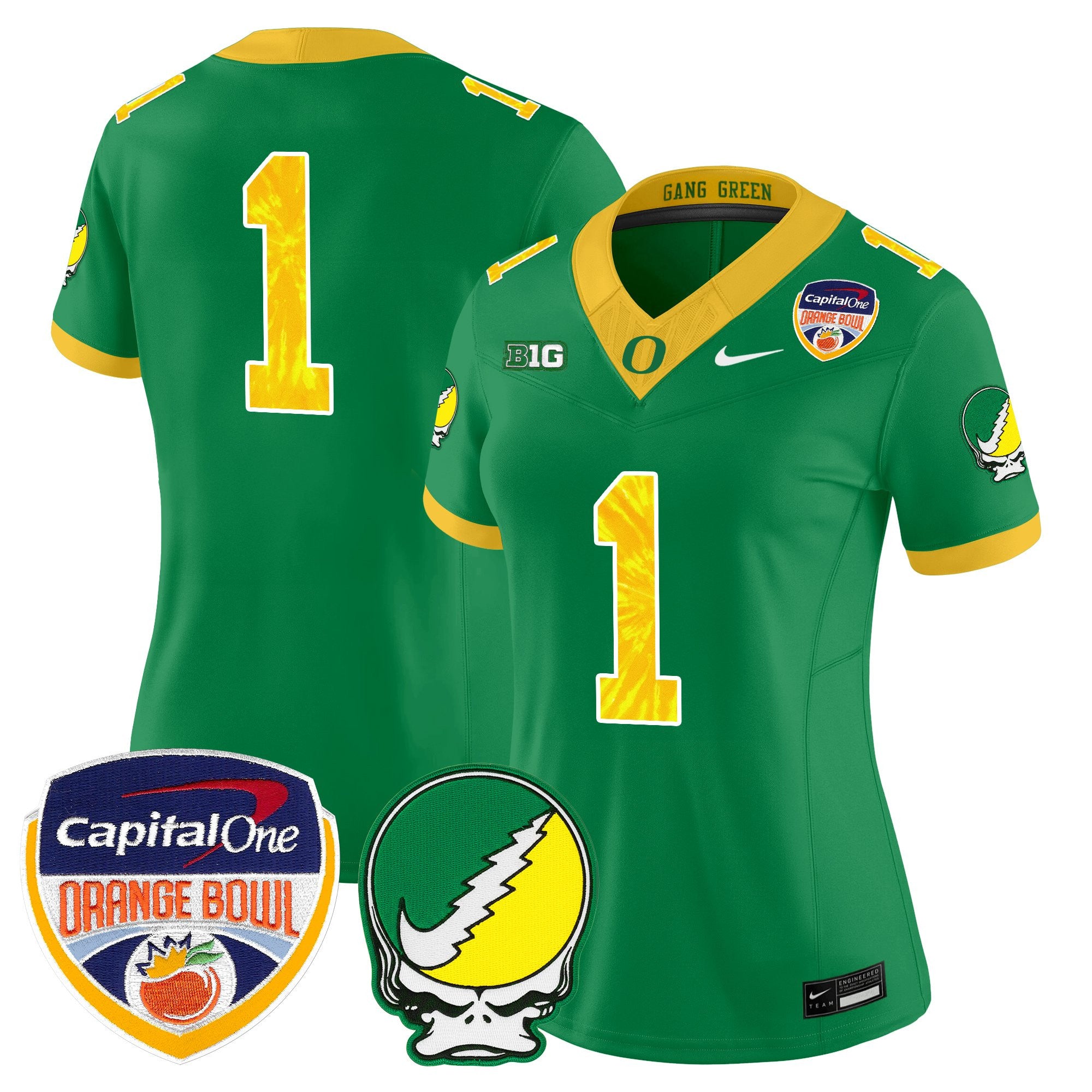 Women's Oregon Ducks "Grateful Ducks" Vapor Limited Jersey - 2025/26 Orange Bowl Patch - All Stitched