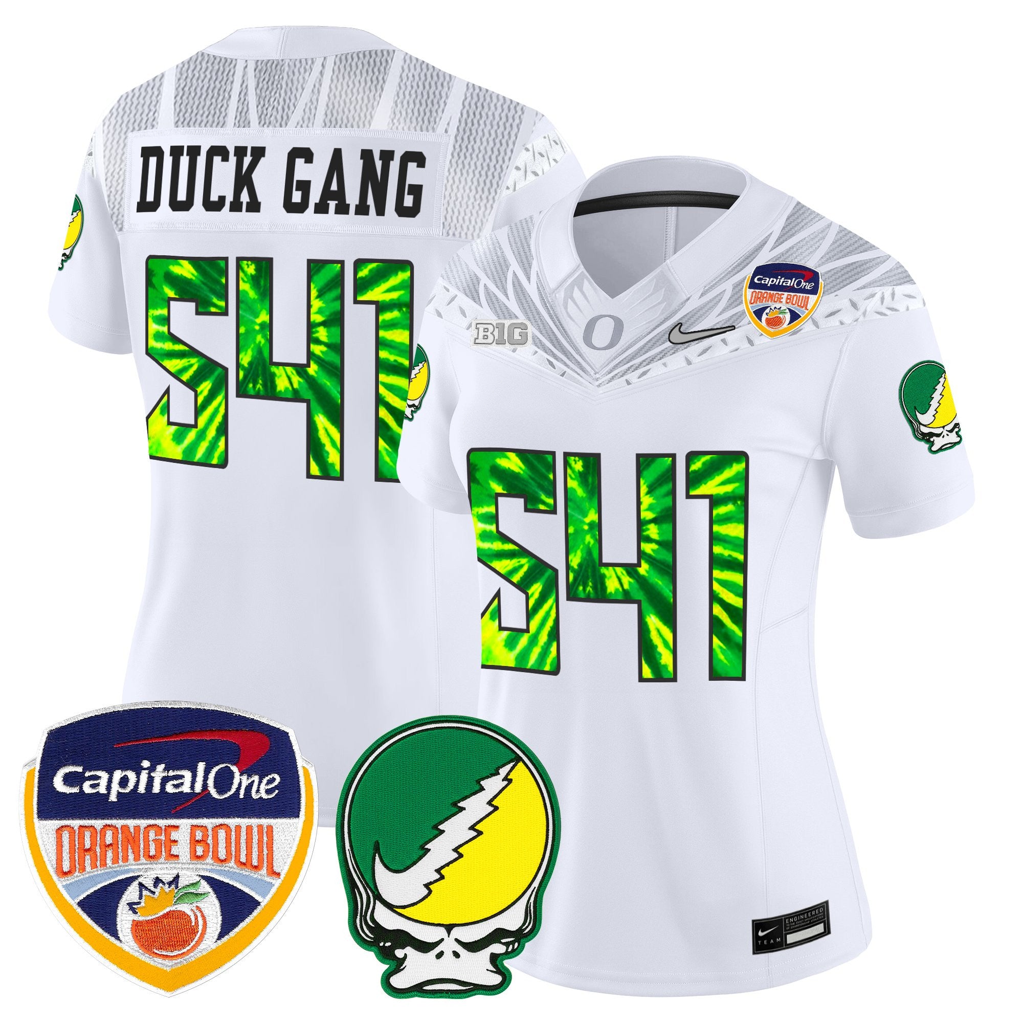 Women's Oregon Ducks "Grateful Ducks" Vapor Limited Jersey - 2025/26 Orange Bowl Patch - All Stitched
