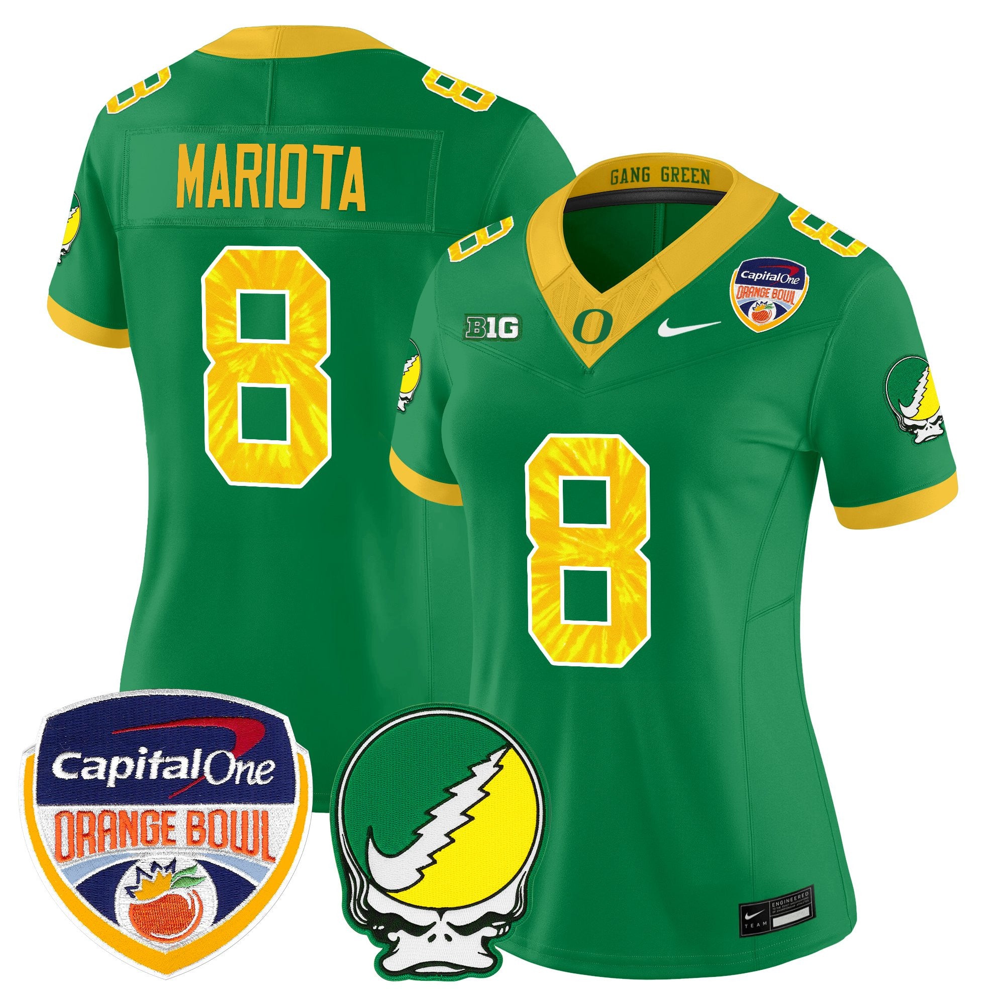 Women's Oregon Ducks "Grateful Ducks" Vapor Limited Jersey - 2025/26 Orange Bowl Patch - All Stitched