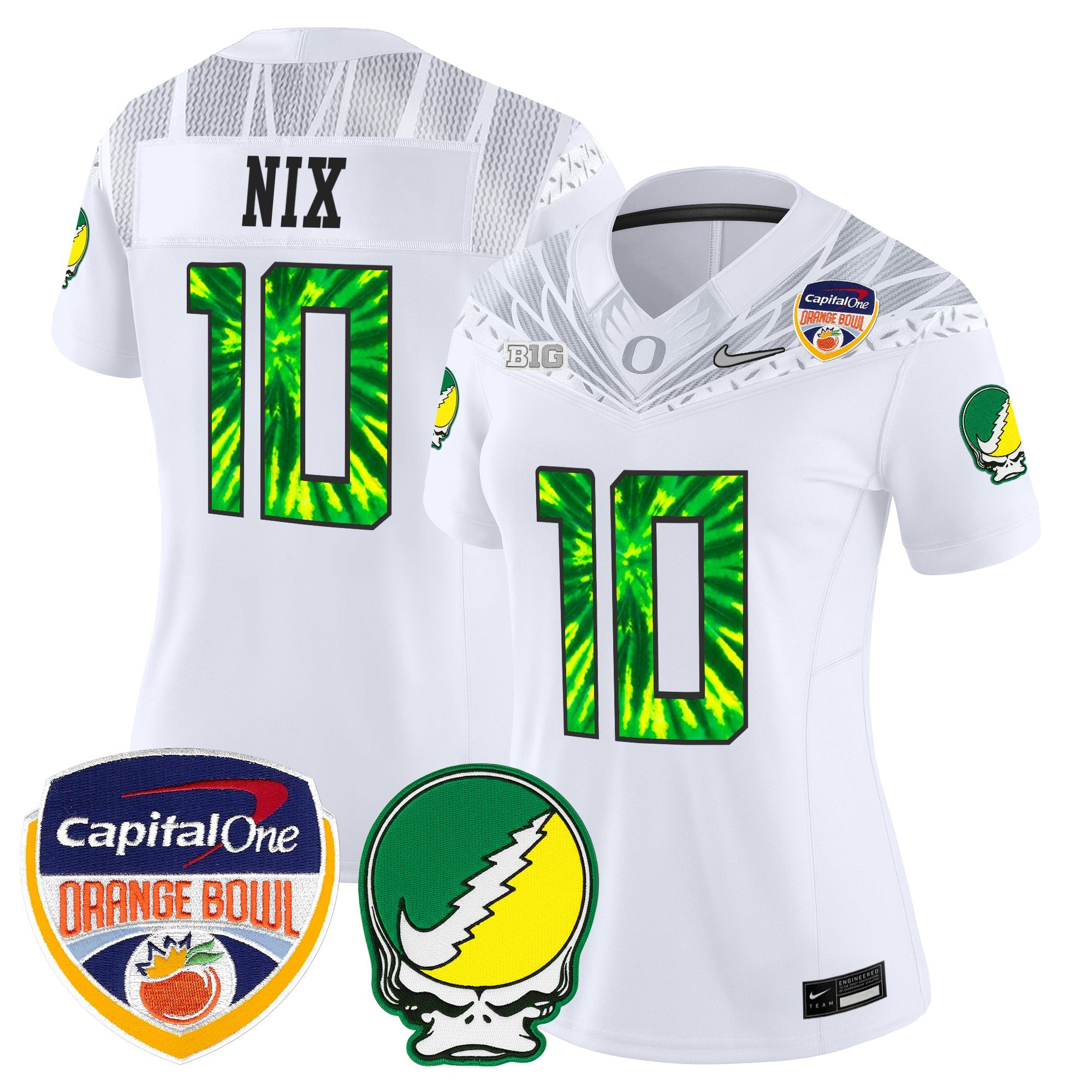 Women's Oregon Ducks "Grateful Ducks" Vapor Limited Jersey - 2025/26 Orange Bowl Patch - All Stitched