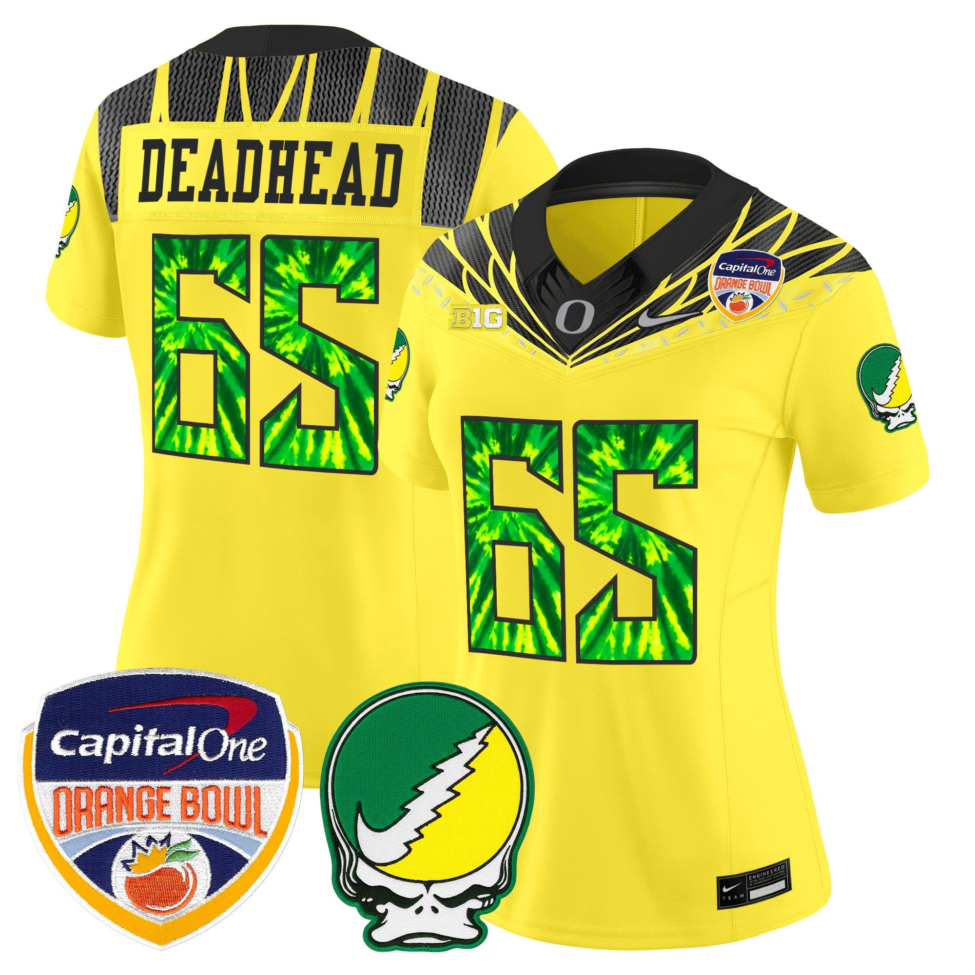Women's Oregon Ducks "Grateful Ducks" Vapor Limited Jersey - 2025/26 Orange Bowl Patch - All Stitched
