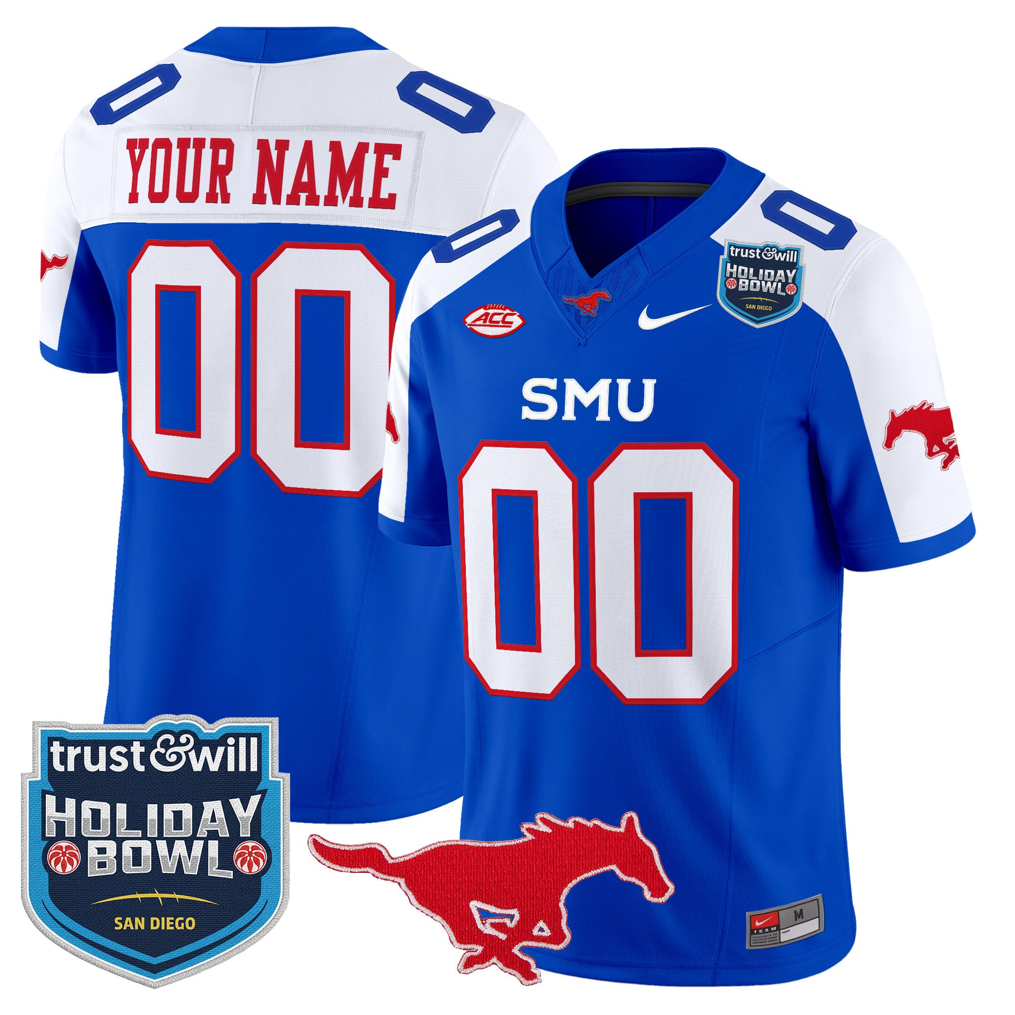 SMU Mustangs 2026 Holiday Bowl Vapor Limited Custom Jersey - All Stitched