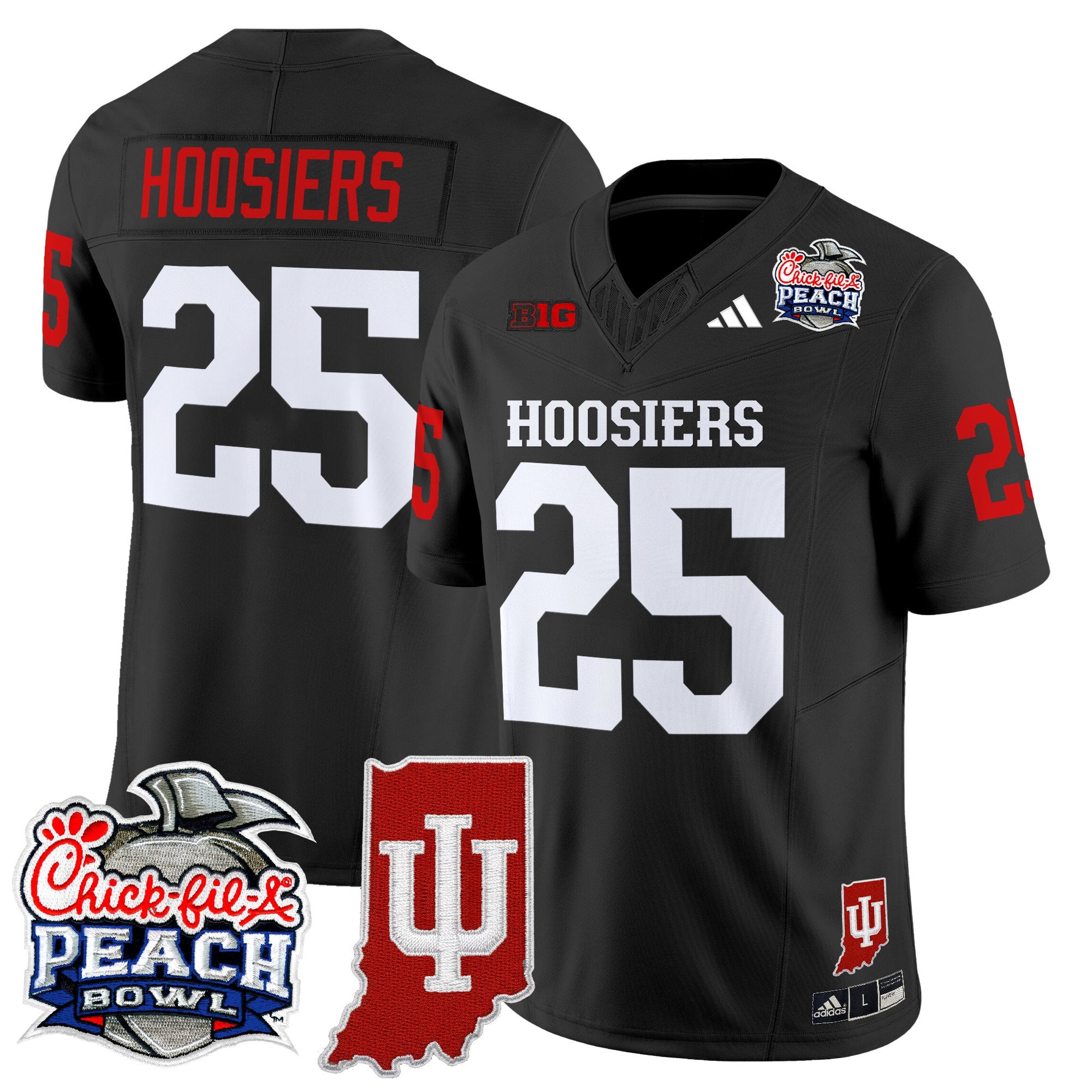 Men's Indiana Hoosiers 2026 Peach Bowl & Indiana State Patch Vapor Limited Jersey - All Stitched