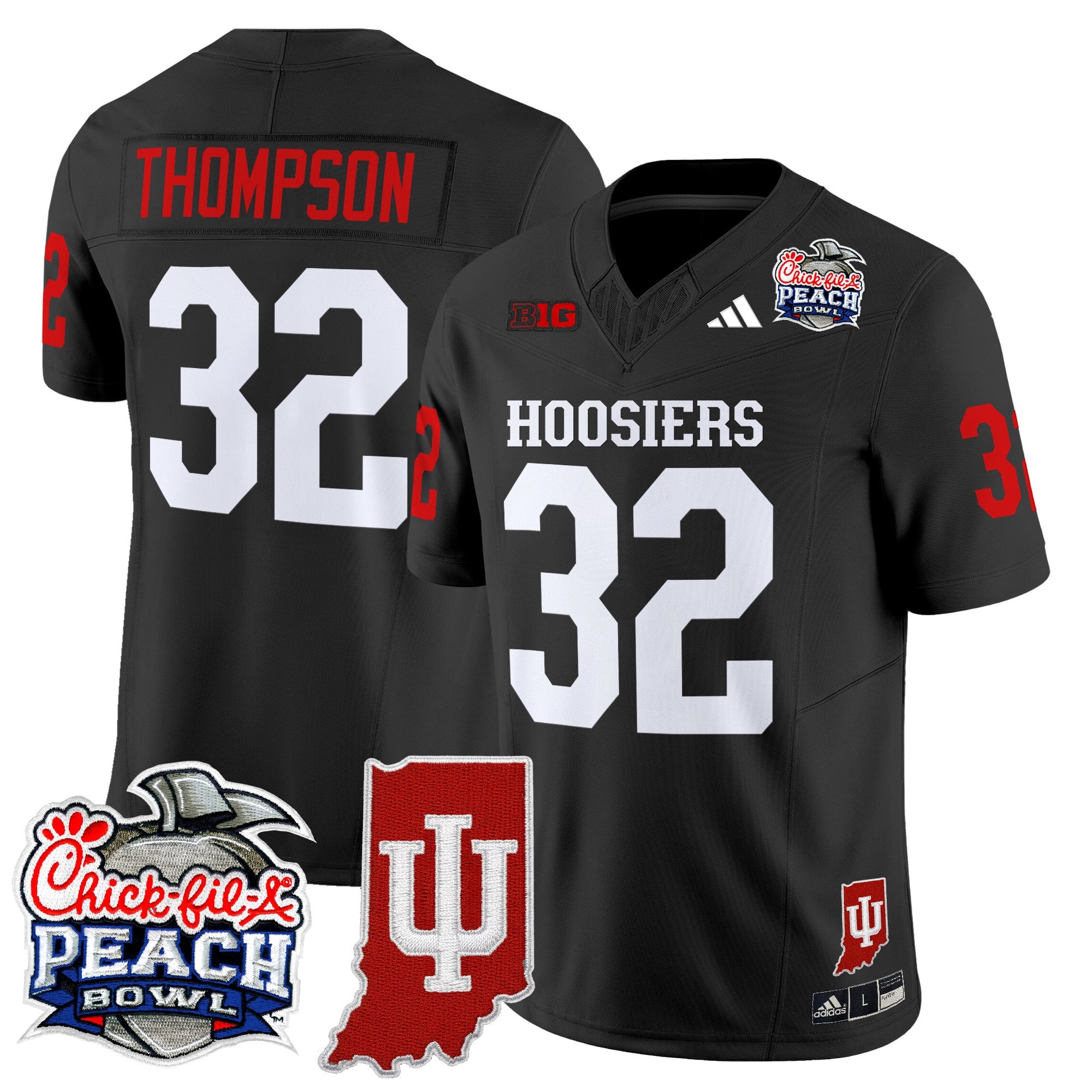 Men's Indiana Hoosiers 2026 Peach Bowl & Indiana State Patch Vapor Limited Jersey - All Stitched