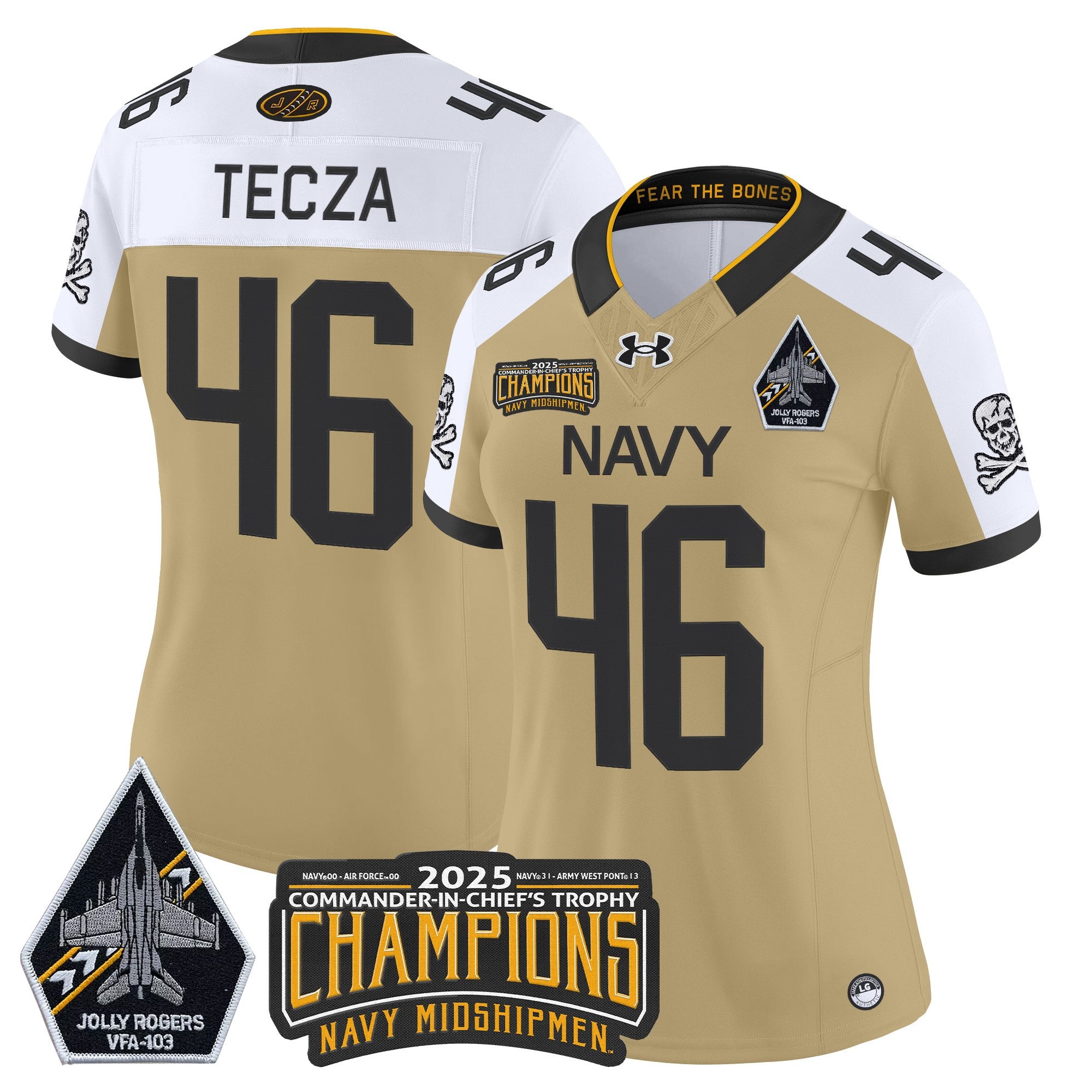 Women's Navy Midshipmen Jolly Rogers 2025 Commander-In-Chief's Trophy Champions Vapor Limited Jersey - All Stitched