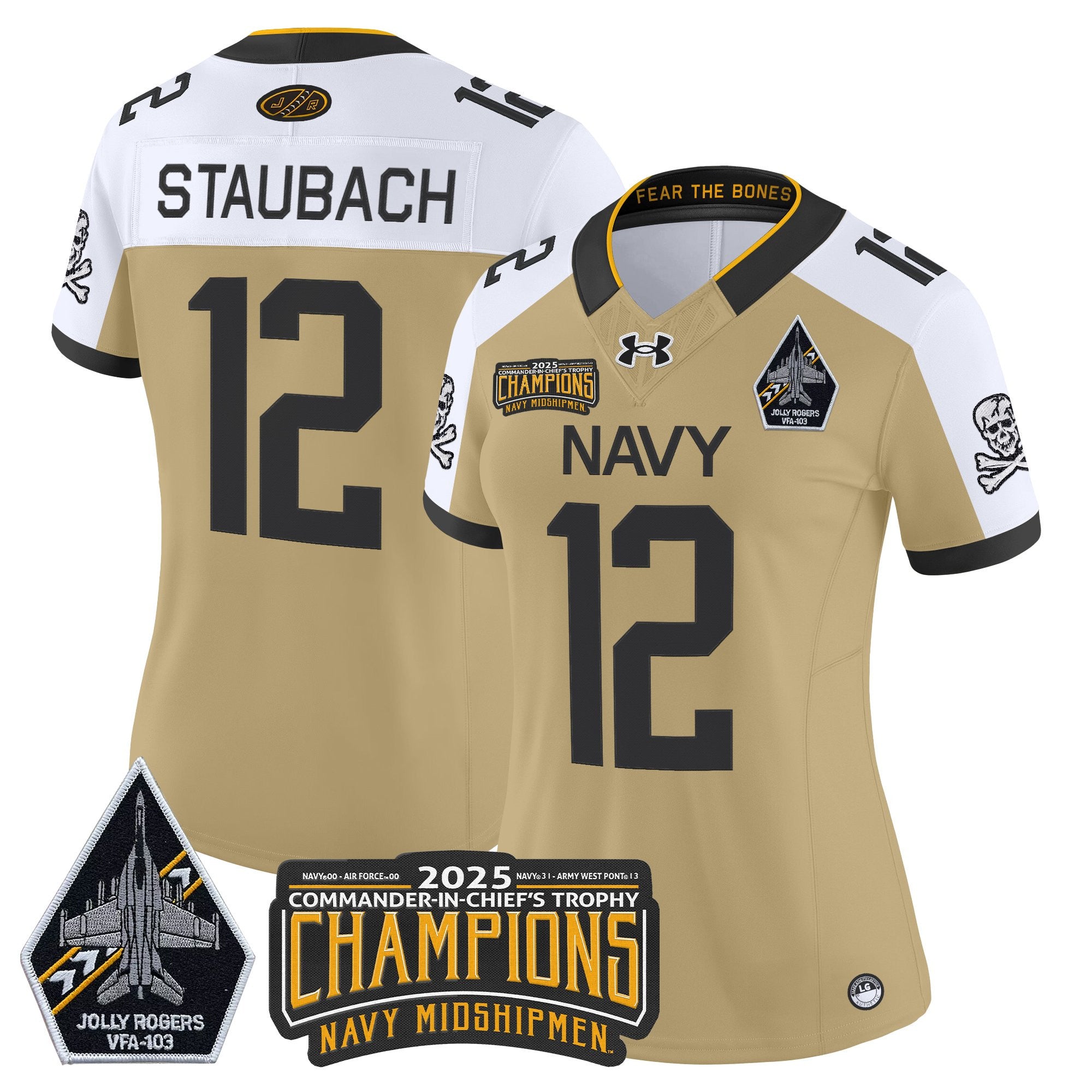 Women's Navy Midshipmen Jolly Rogers 2025 Commander-In-Chief's Trophy Champions Vapor Limited Jersey - All Stitched