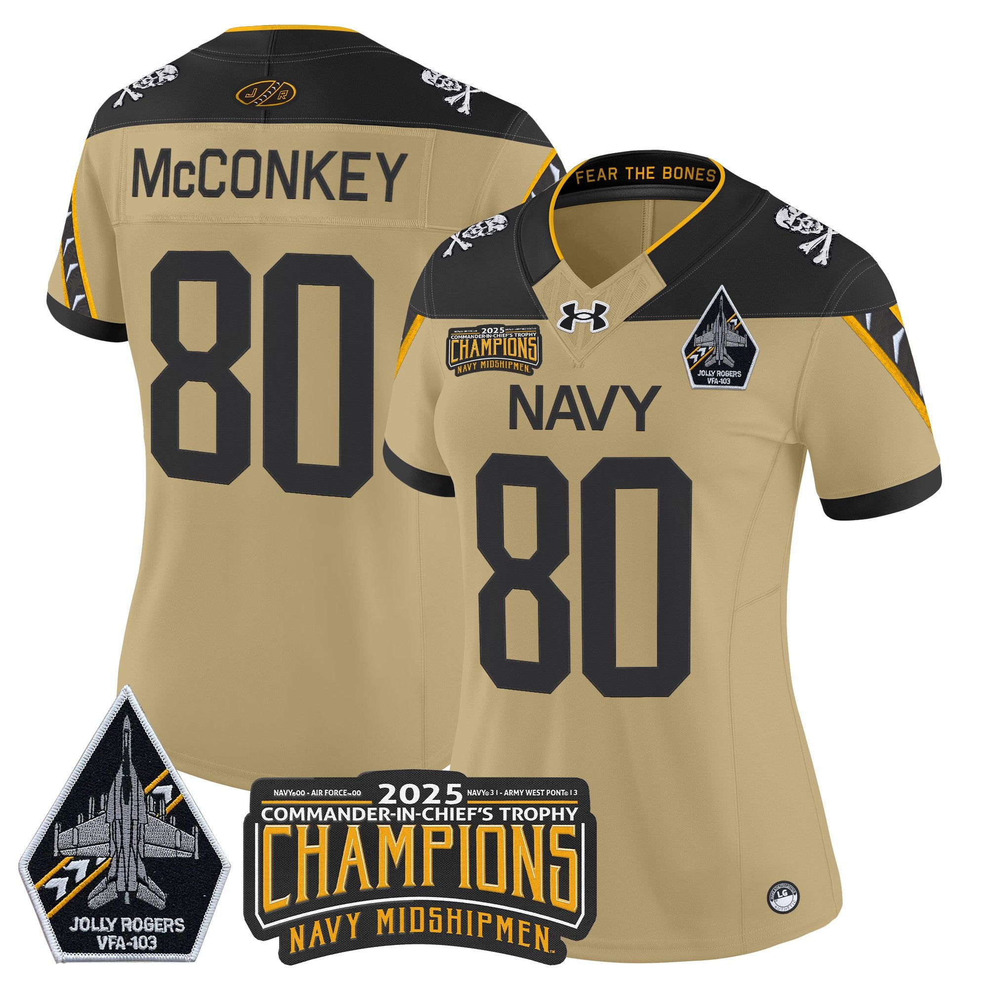 Women's Navy Midshipmen Jolly Rogers 2025 Commander-In-Chief's Trophy Champions Vapor Limited Jersey - All Stitched