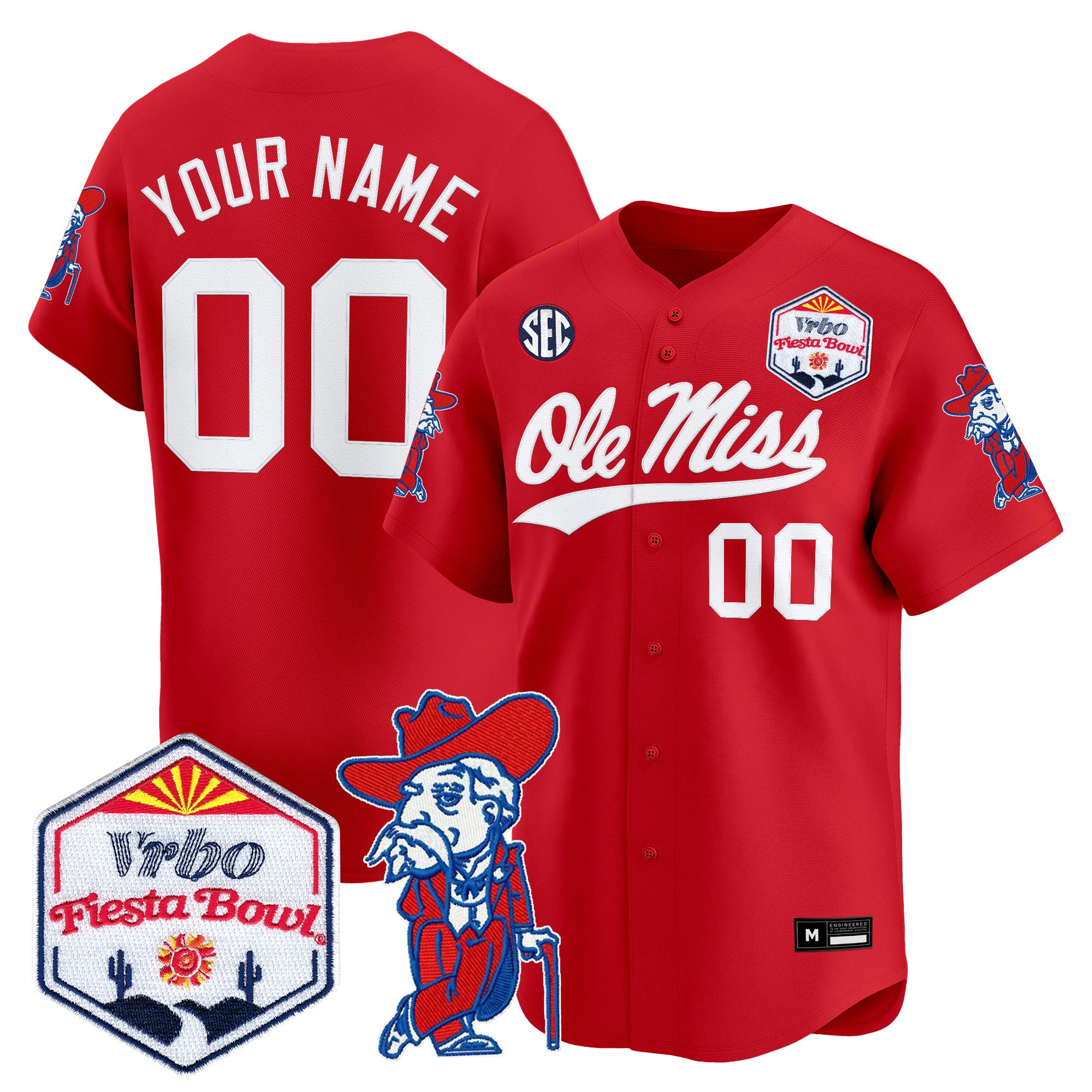Ole Miss Rebels 2026 The Fiesta Bowl Vapor Baseball Custom Jersey - All Stitched