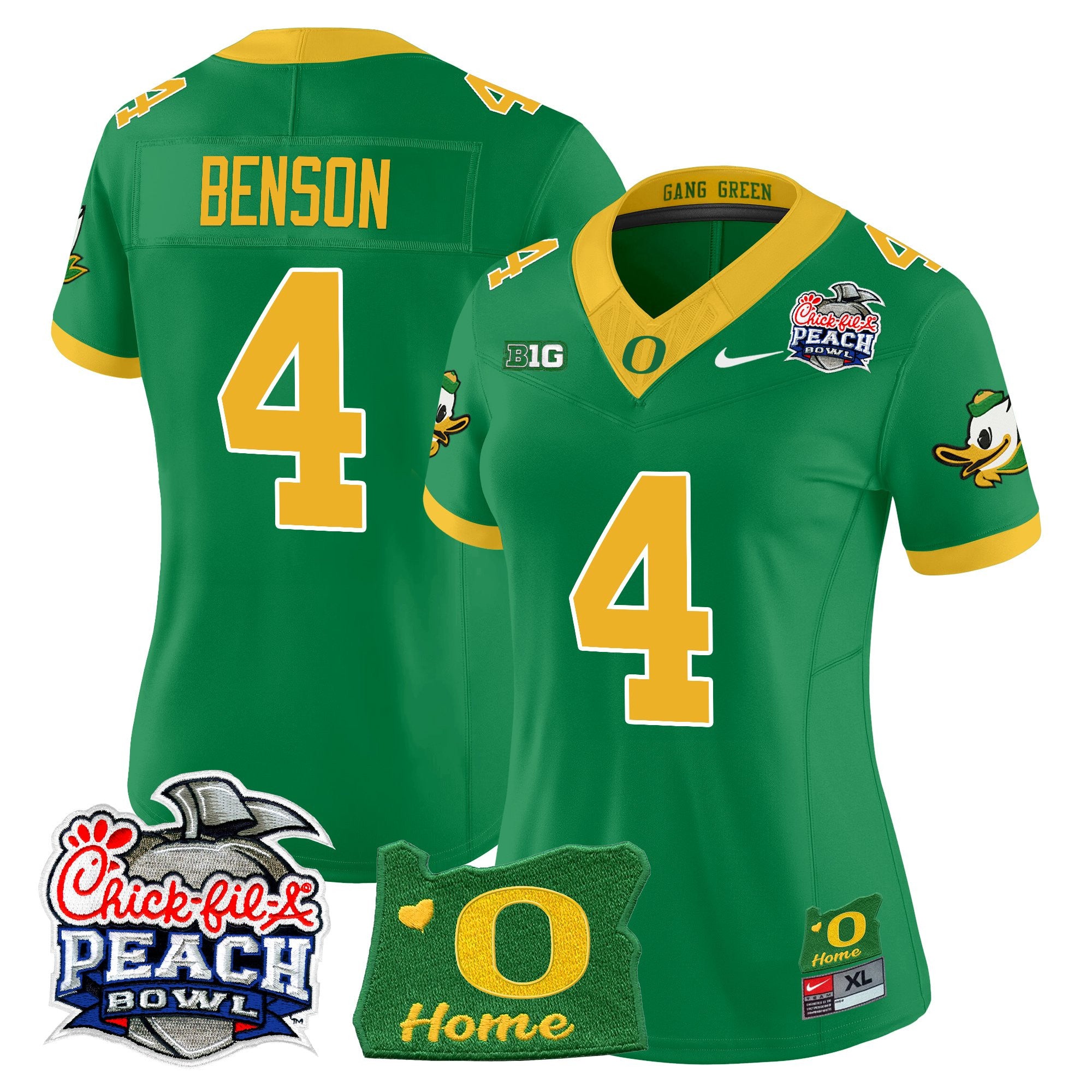 Women's Oregon Ducks 2026 Peach Bowl & Oregon State Patch Vapor Limited Jersey - All Stitched