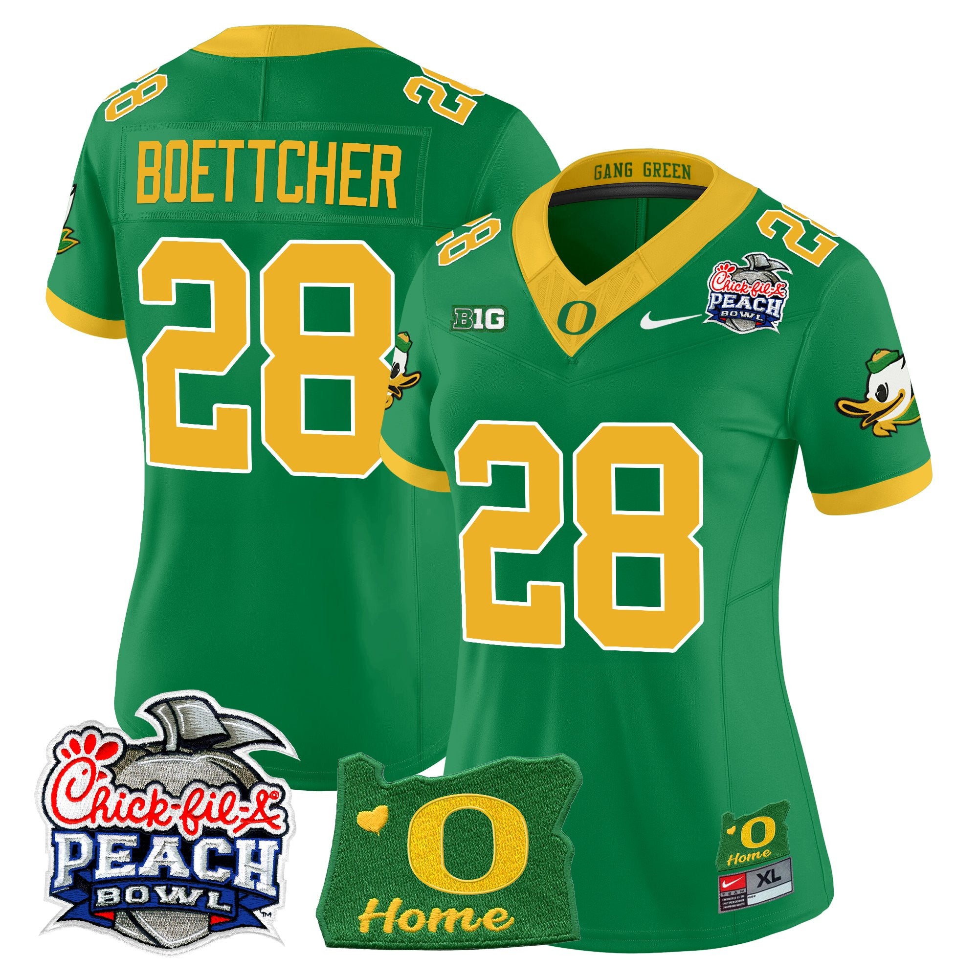 Women's Oregon Ducks 2026 Peach Bowl & Oregon State Patch Vapor Limited Jersey - All Stitched