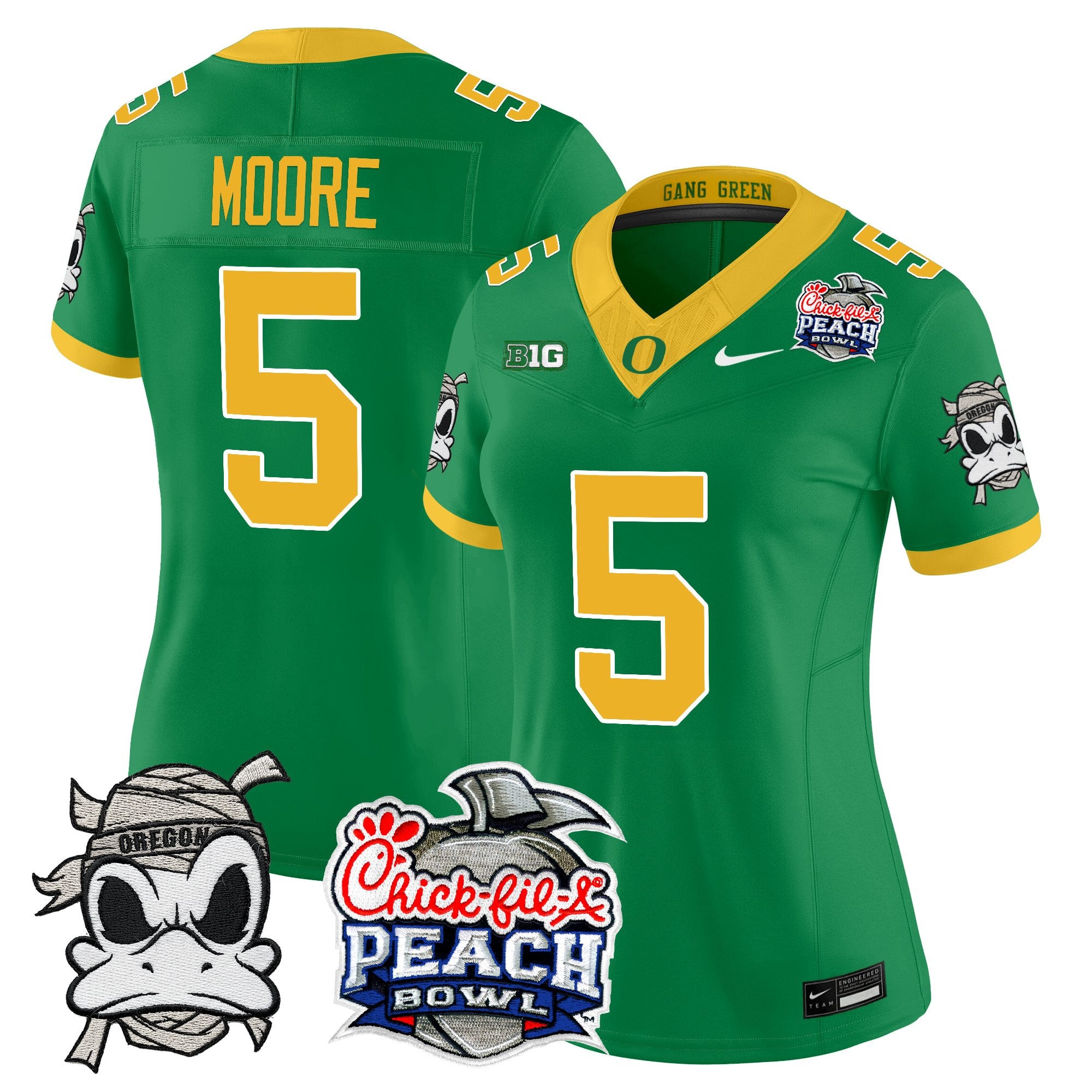Women's Oregon Ducks "Mummy Duck" Vapor Limited Jersey - 2026 Peach Bowl Patch - All Stitched