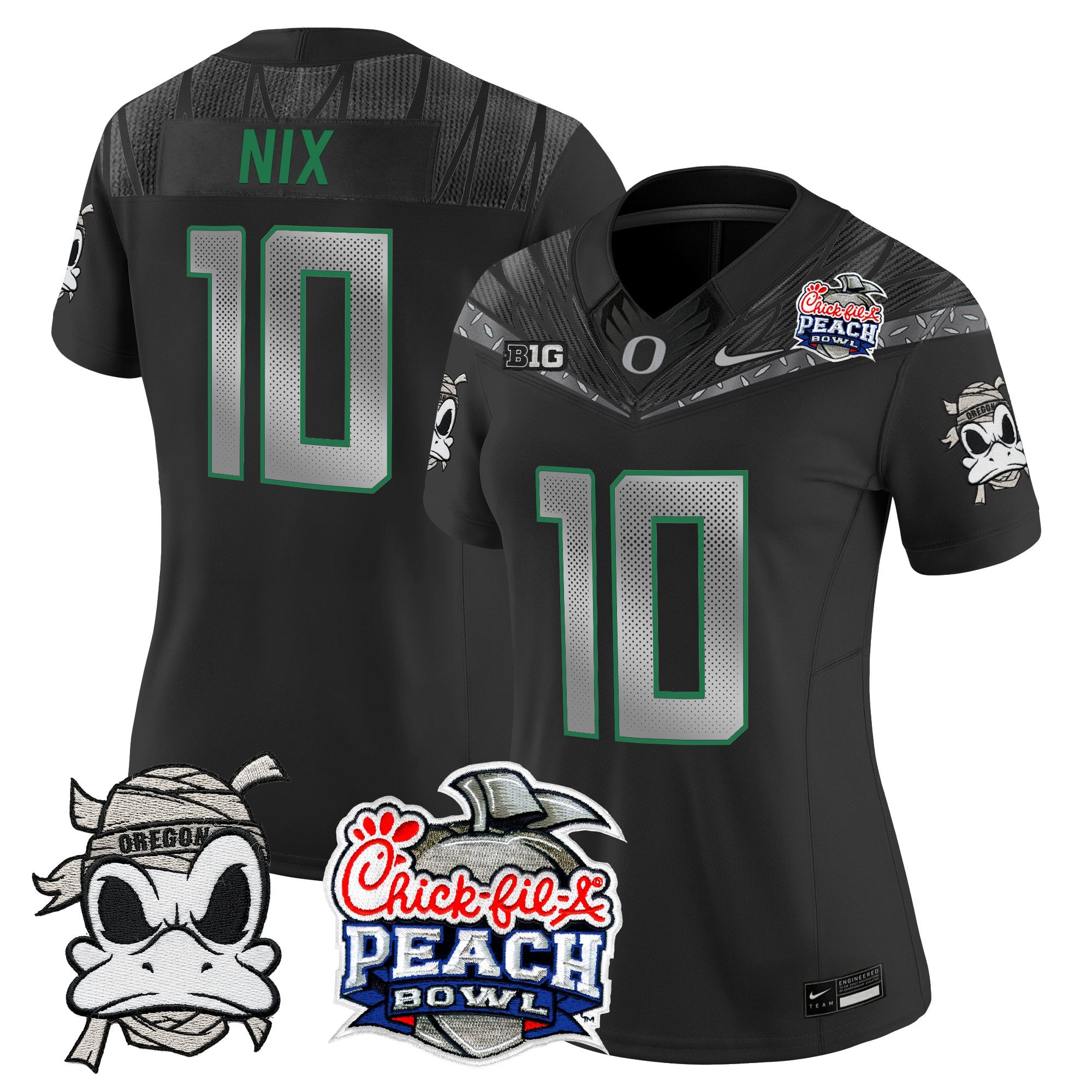 Women's Oregon Ducks "Mummy Duck" Vapor Limited Jersey - 2026 Peach Bowl Patch - All Stitched