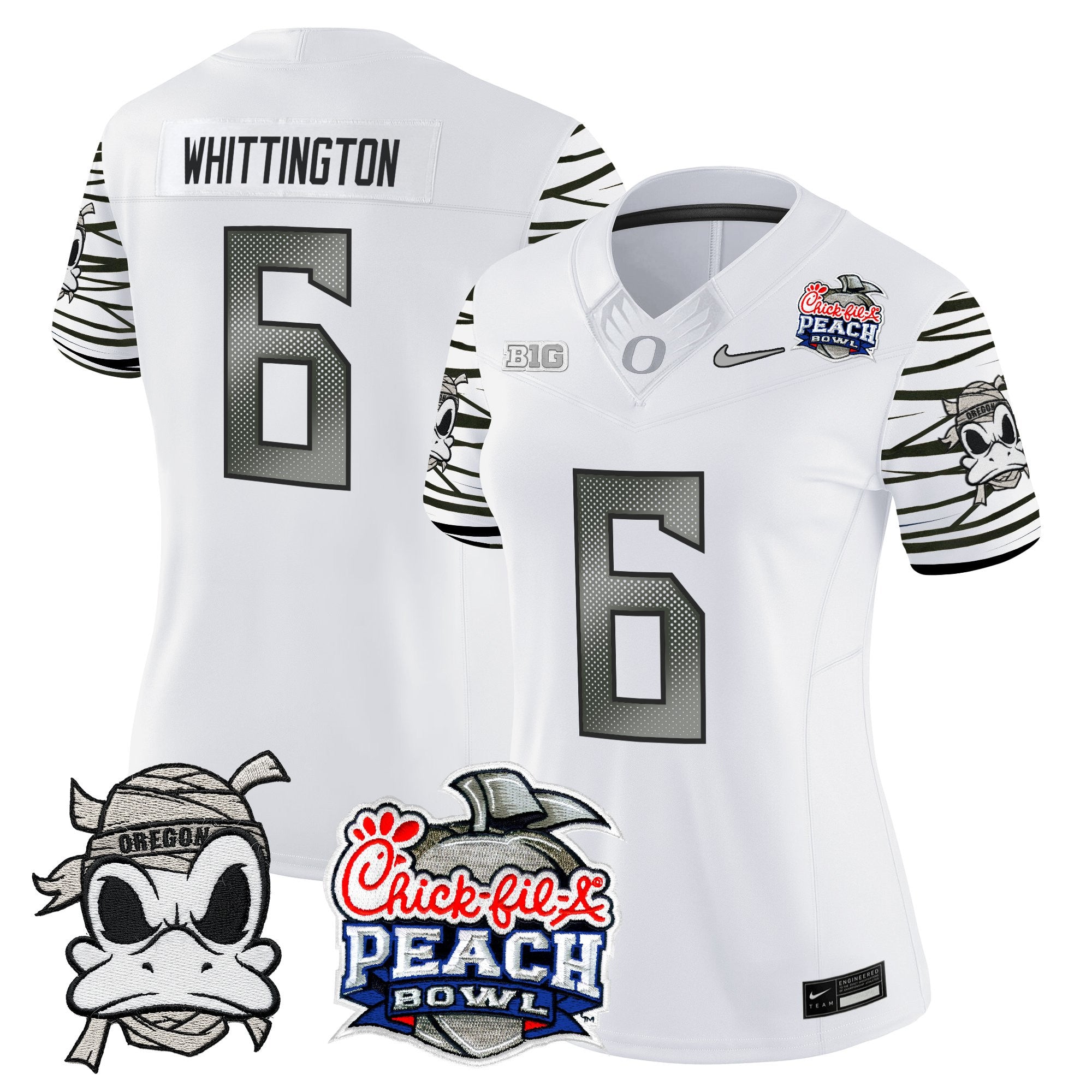 Women's Oregon Ducks "Mummy Duck" Vapor Limited Jersey - 2026 Peach Bowl Patch - All Stitched