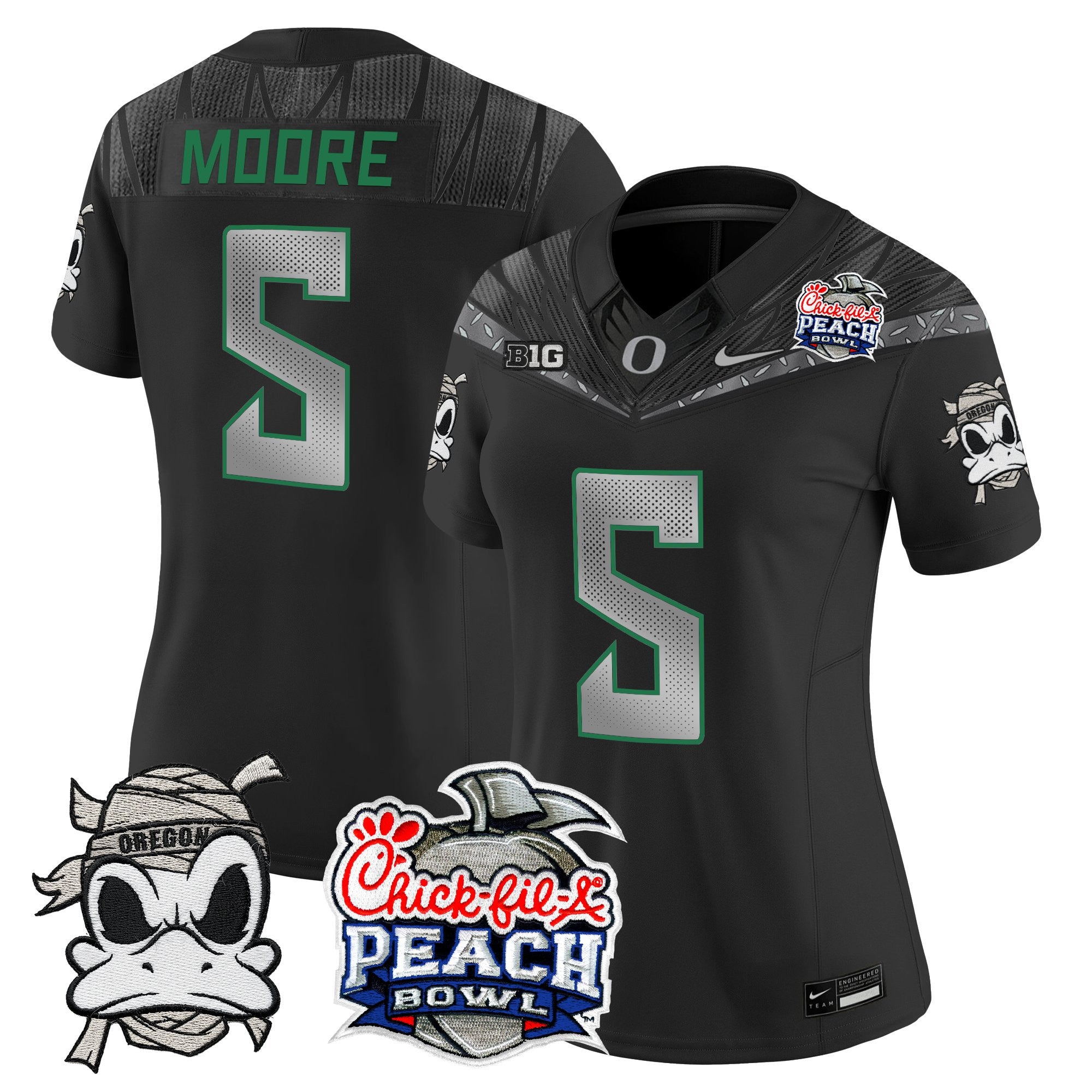 Women's Oregon Ducks "Mummy Duck" Vapor Limited Jersey - 2026 Peach Bowl Patch - All Stitched