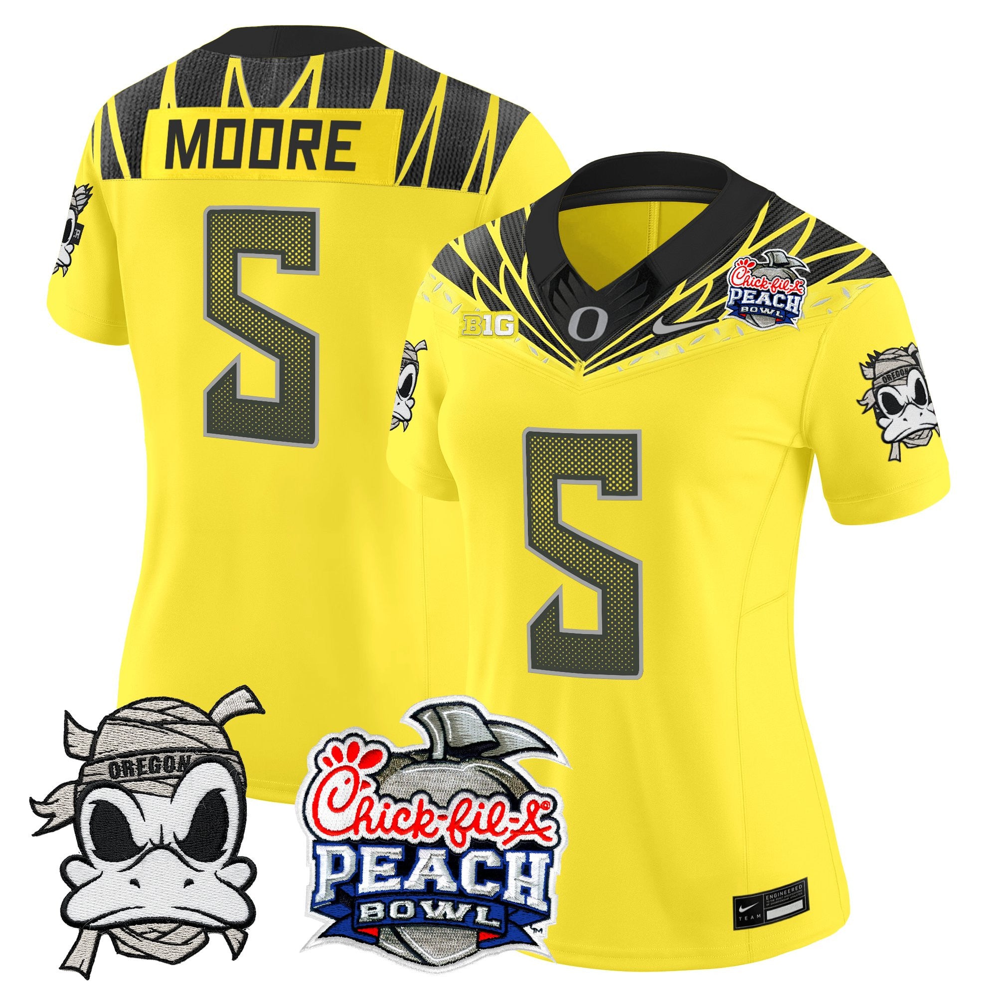 Women's Oregon Ducks "Mummy Duck" Vapor Limited Jersey - 2026 Peach Bowl Patch - All Stitched