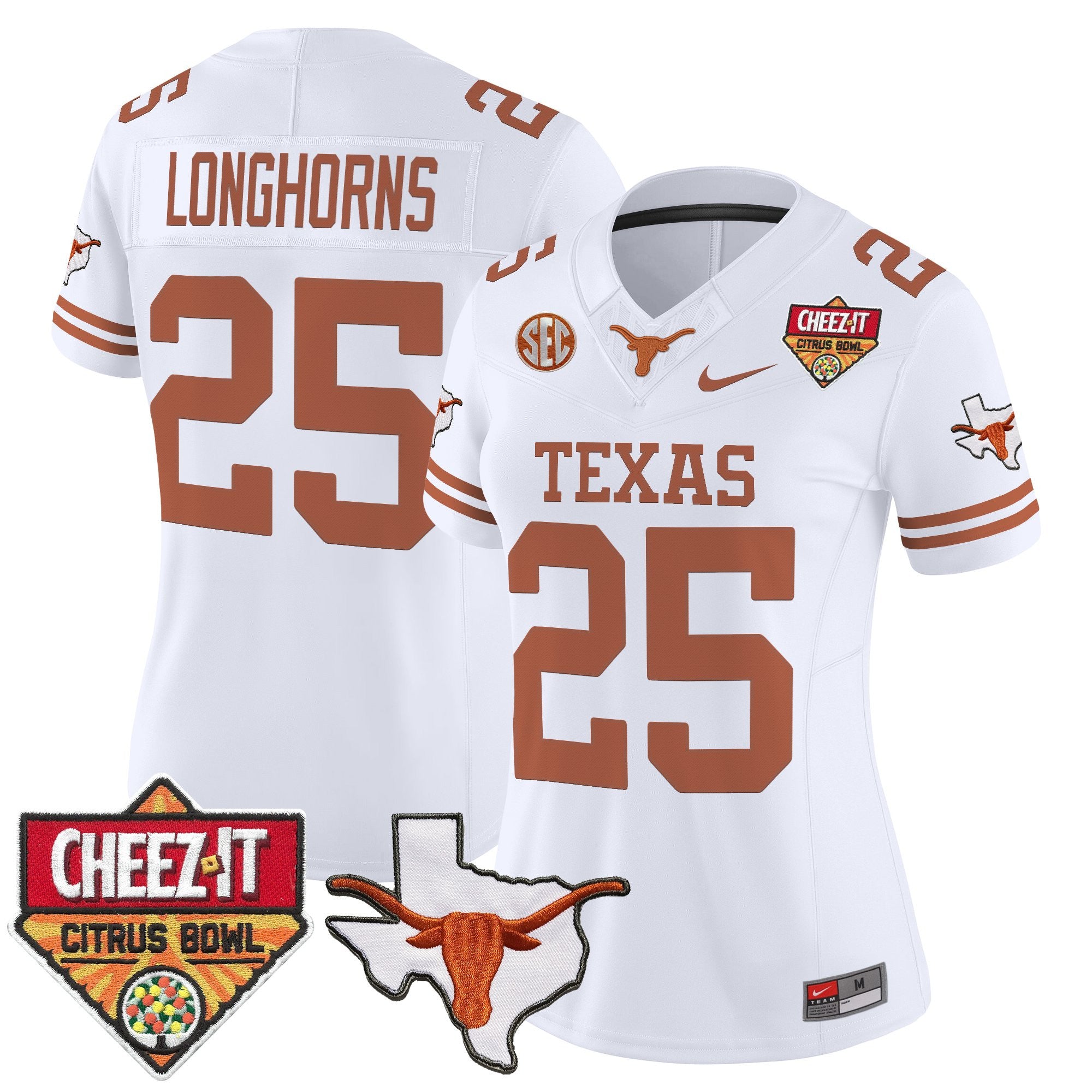 Women's Texas Longhorns 2025 Cheez-It Citrus Bowl Patch Vapor Limited Jersey - All Stitched