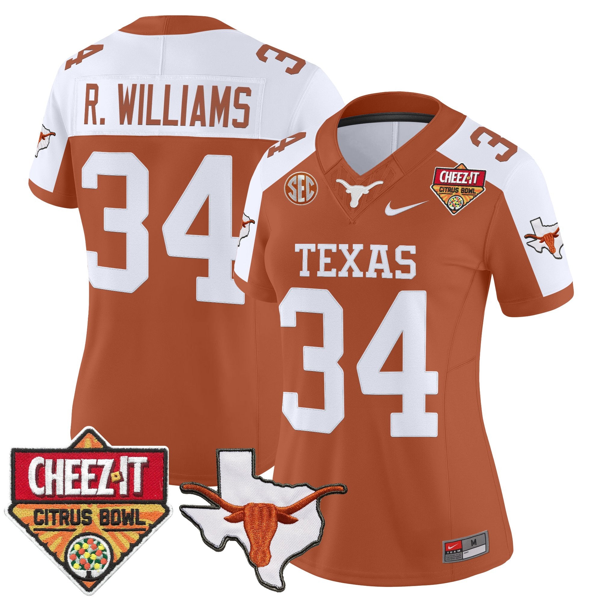 Women's Texas Longhorns 2025 Cheez-It Citrus Bowl Patch Vapor Limited Jersey - All Stitched