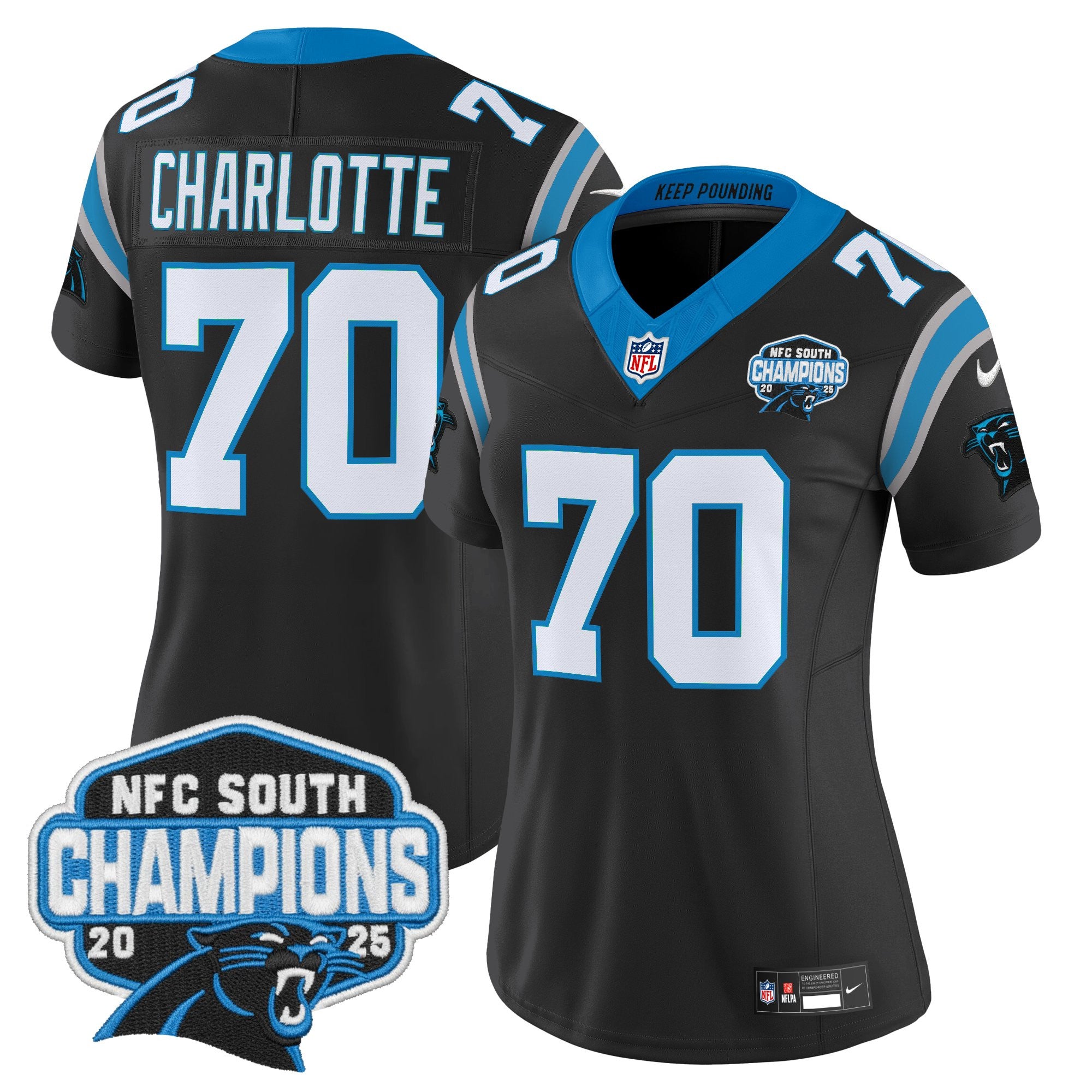 Women's Carolina Panthers 2025 NFC South Division Champions Vapor Limited Jersey - All Stitched