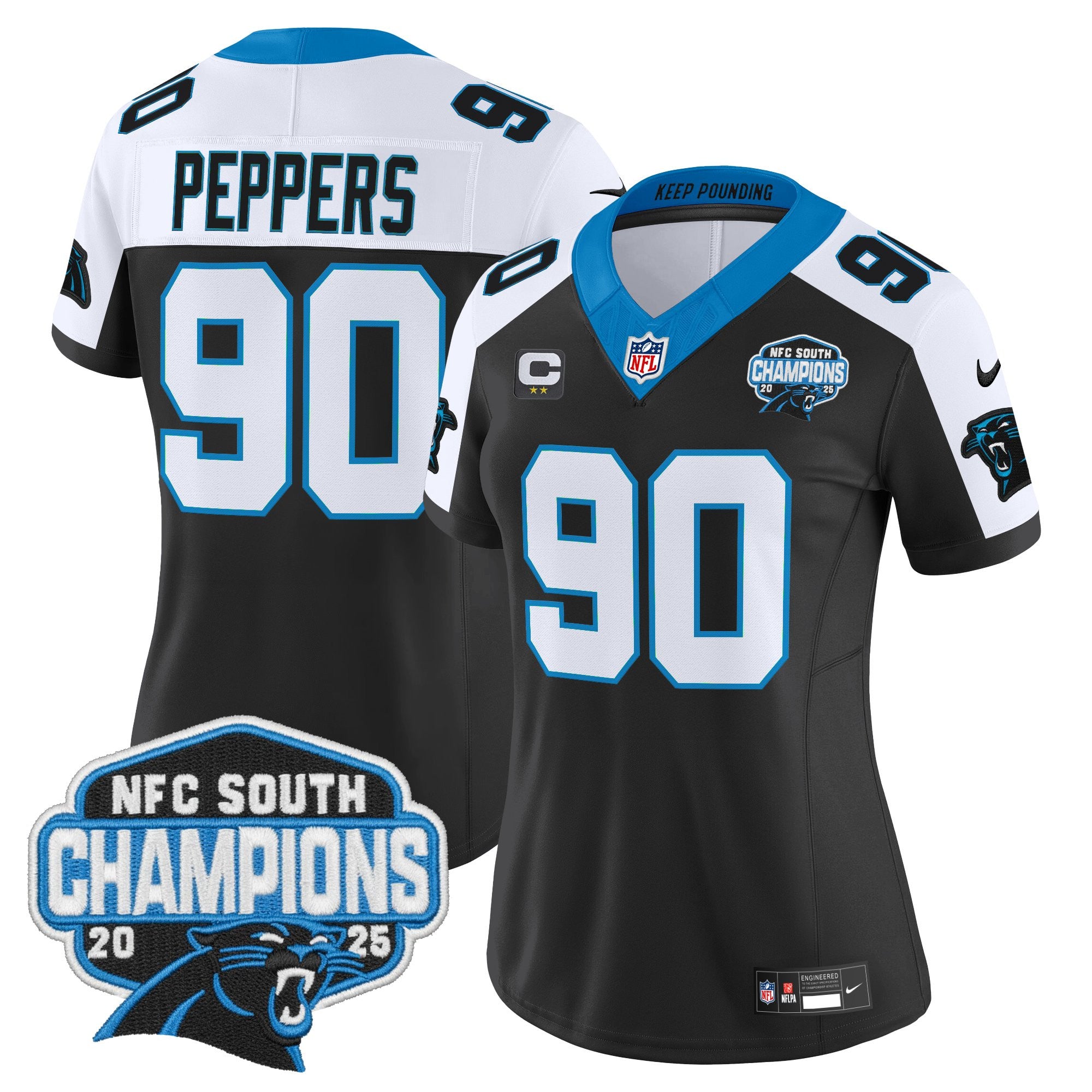 Women's Carolina Panthers 2025 NFC South Division Champions Vapor Limited Jersey - All Stitched