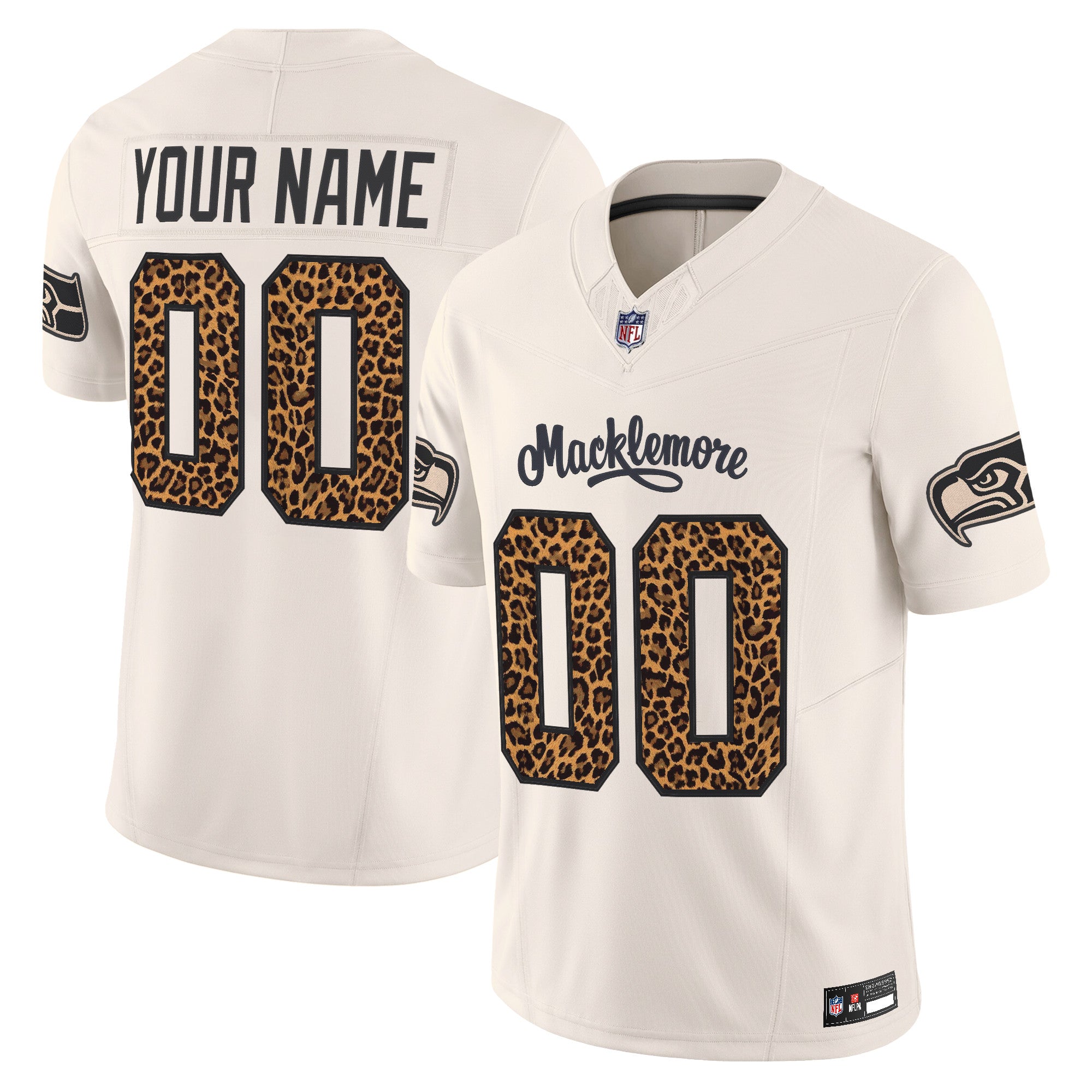 Seattle Seahawks x Macklemore Vapor Limited Custom Jersey - Leopard Print -Stitched