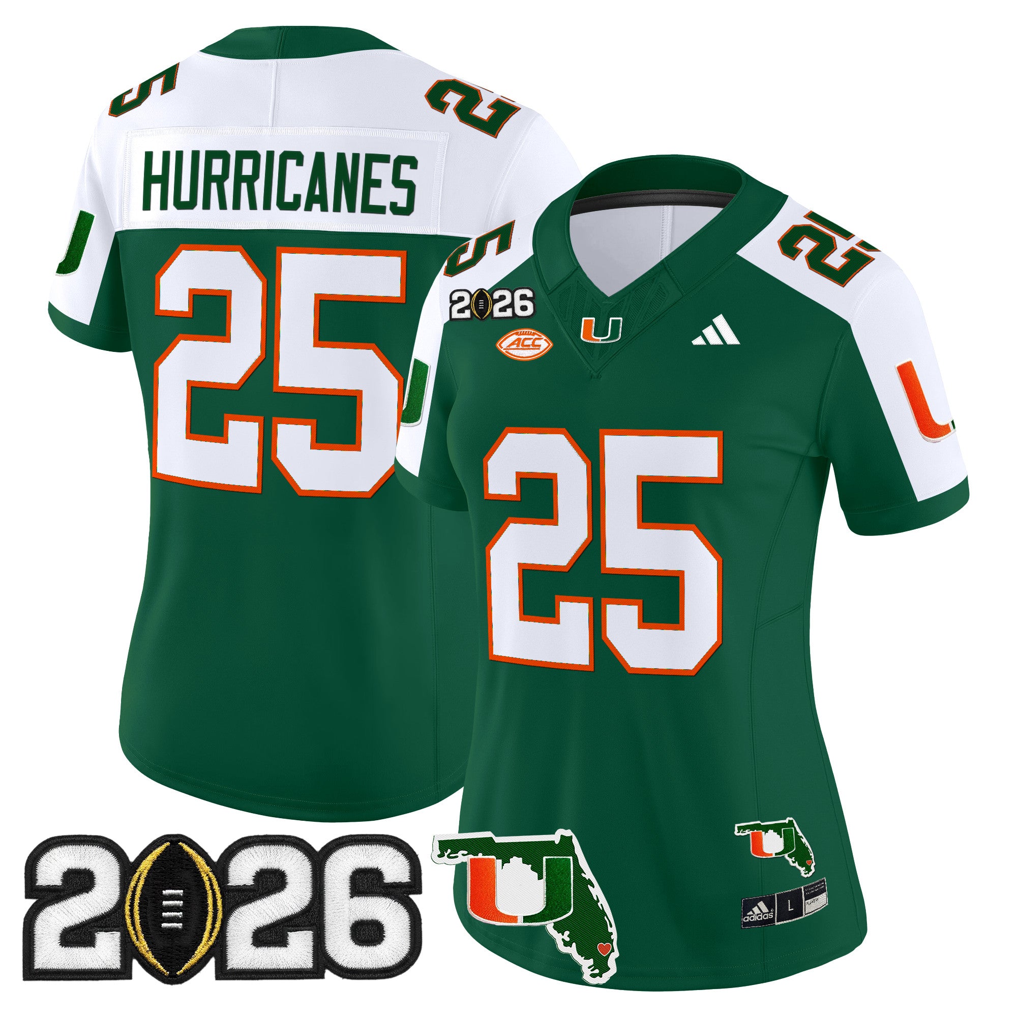 Women's Miami Hurricanes 2026 CFP Final & Florida Patch Vapor Limited Jersey - All Stitched
