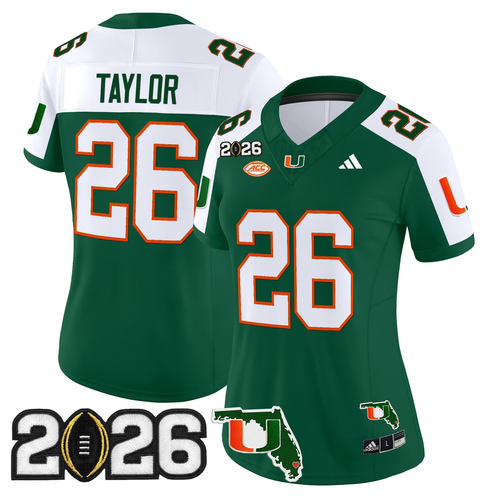 Women's Miami Hurricanes 2026 CFP Final & Florida Patch Vapor Limited Jersey - All Stitched