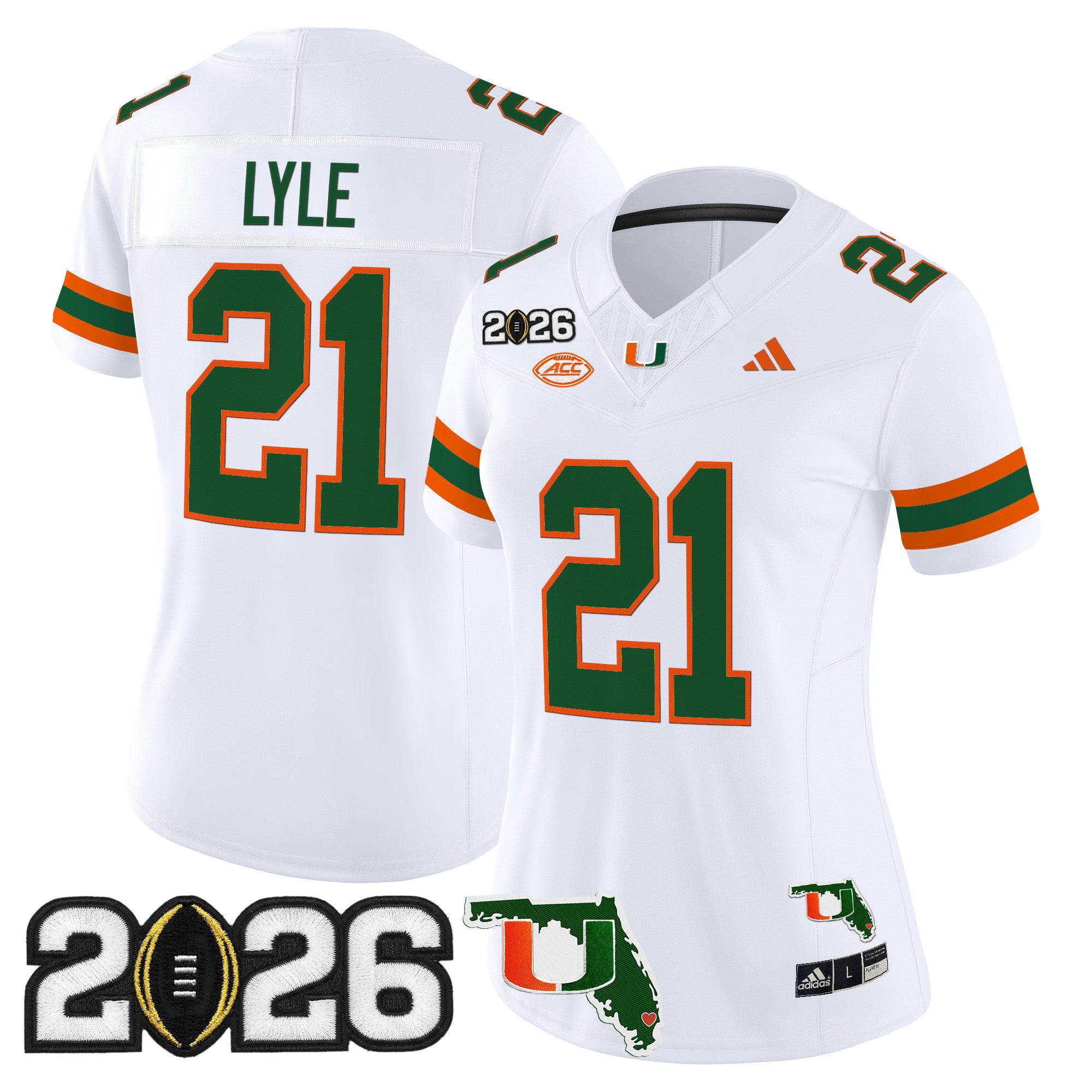 Women's Miami Hurricanes 2026 CFP Final & Florida Patch Vapor Limited Jersey - All Stitched