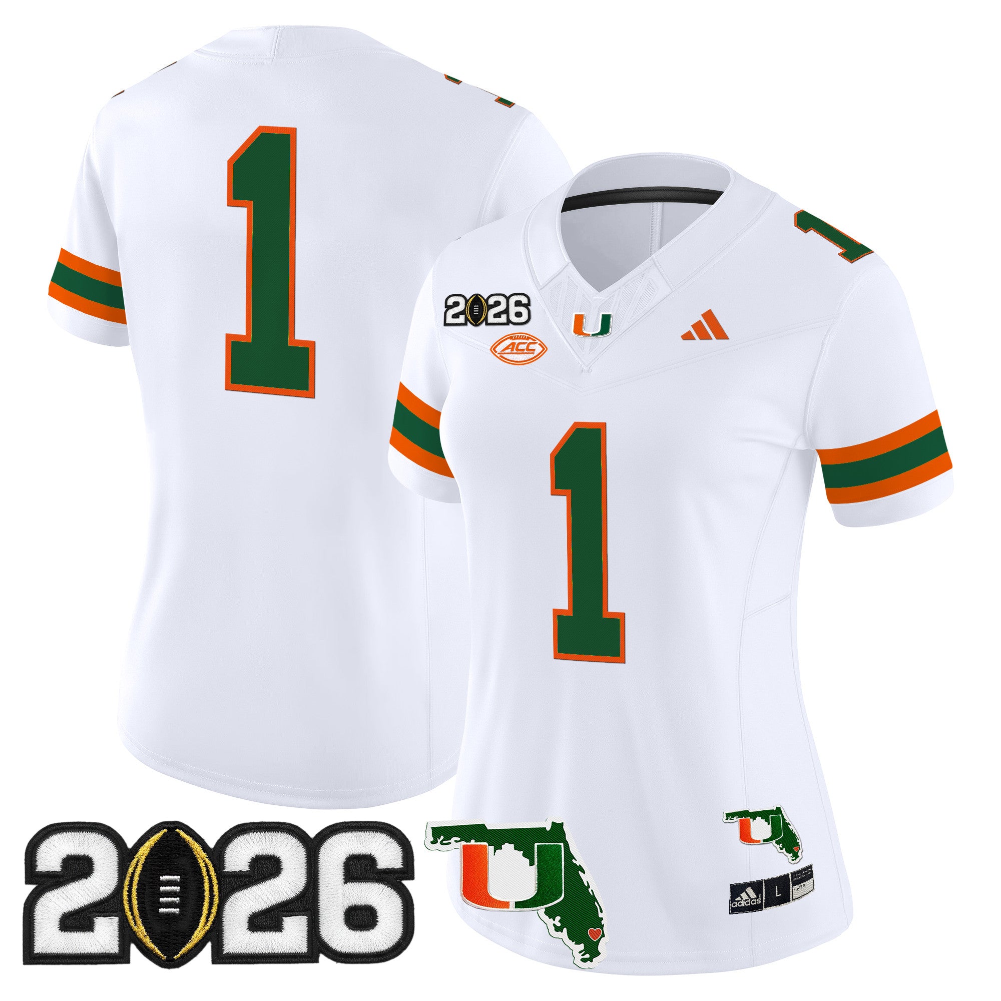 Women's Miami Hurricanes 2026 CFP Final & Florida Patch Vapor Limited Jersey - All Stitched