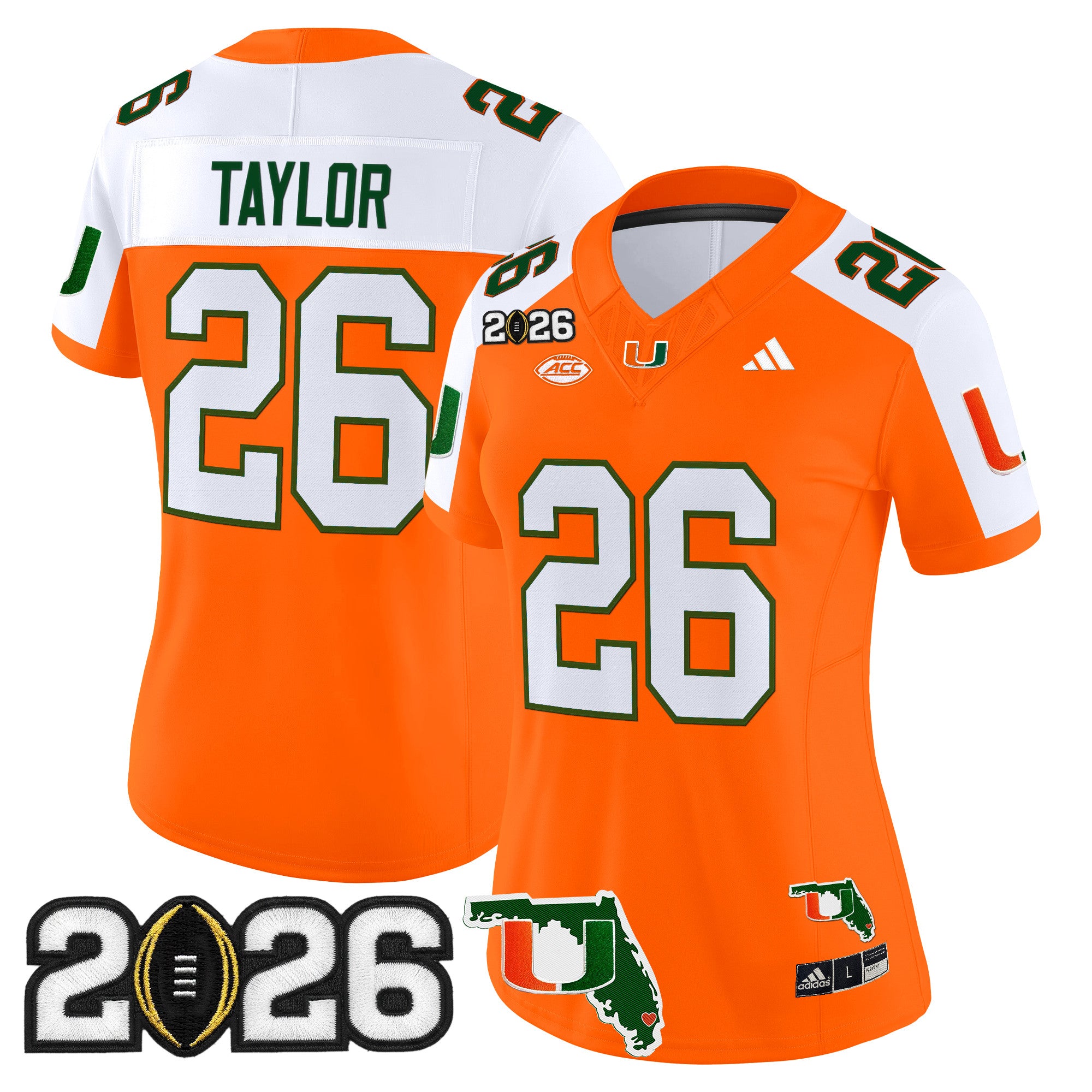 Women's Miami Hurricanes 2026 CFP Final & Florida Patch Vapor Limited Jersey - All Stitched