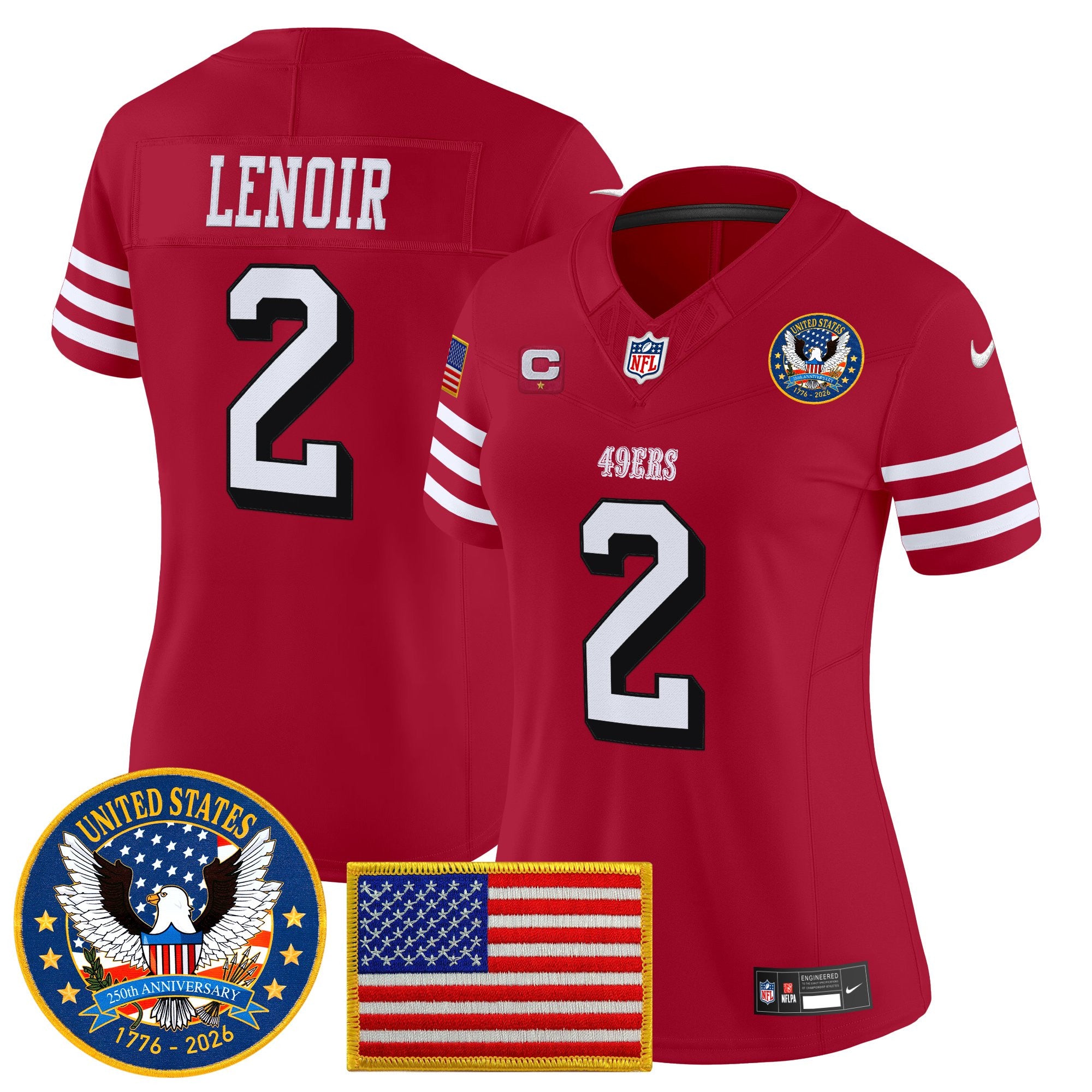 Women's San Francisco 49ers "United States 250th Anniversary Patch" Vapor Limited Jersey - All Stitched
