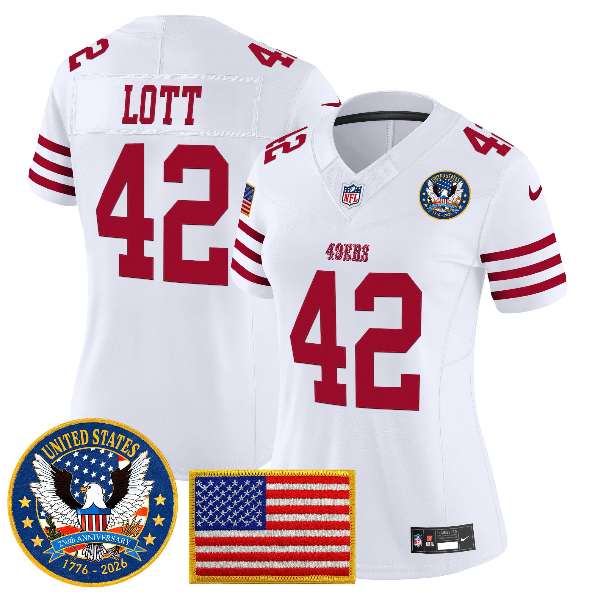 Women's San Francisco 49ers "United States 250th Anniversary Patch" Vapor Limited Jersey - All Stitched