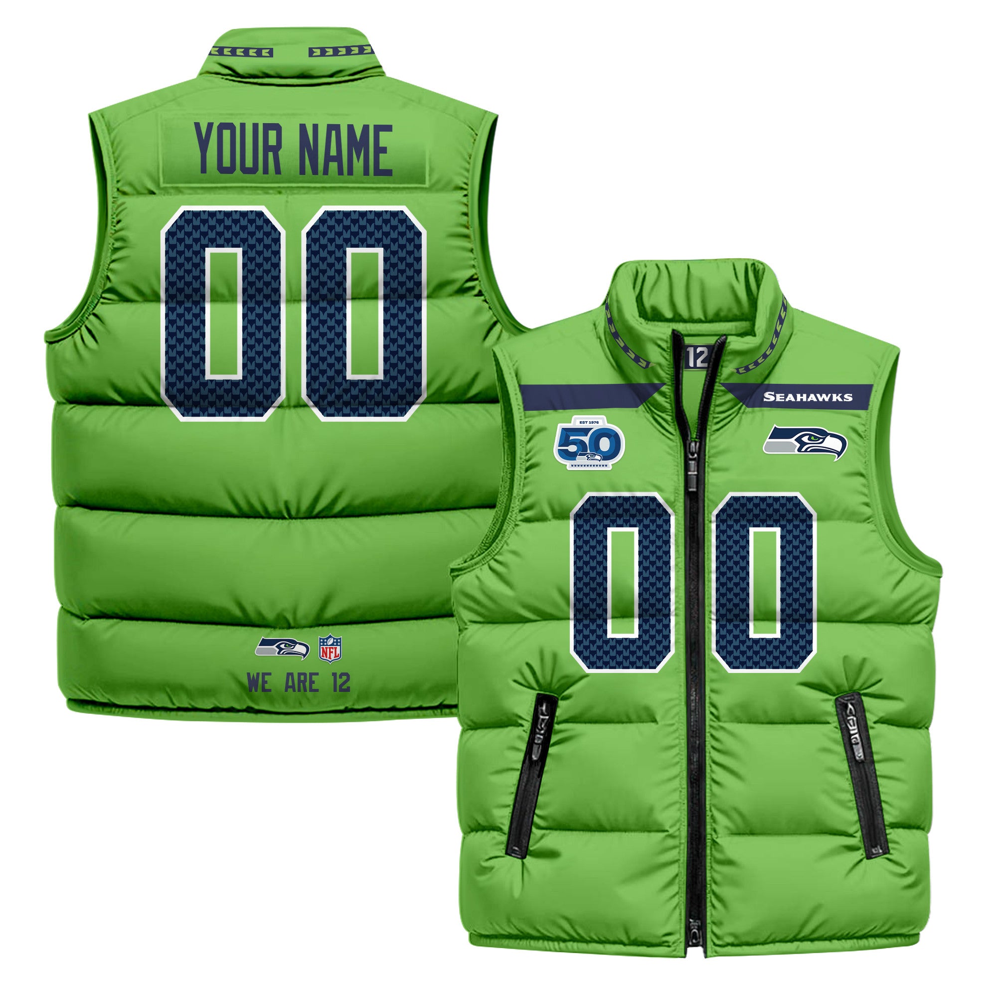 Seattle Seahawks 2026 Custom Puffer Vest