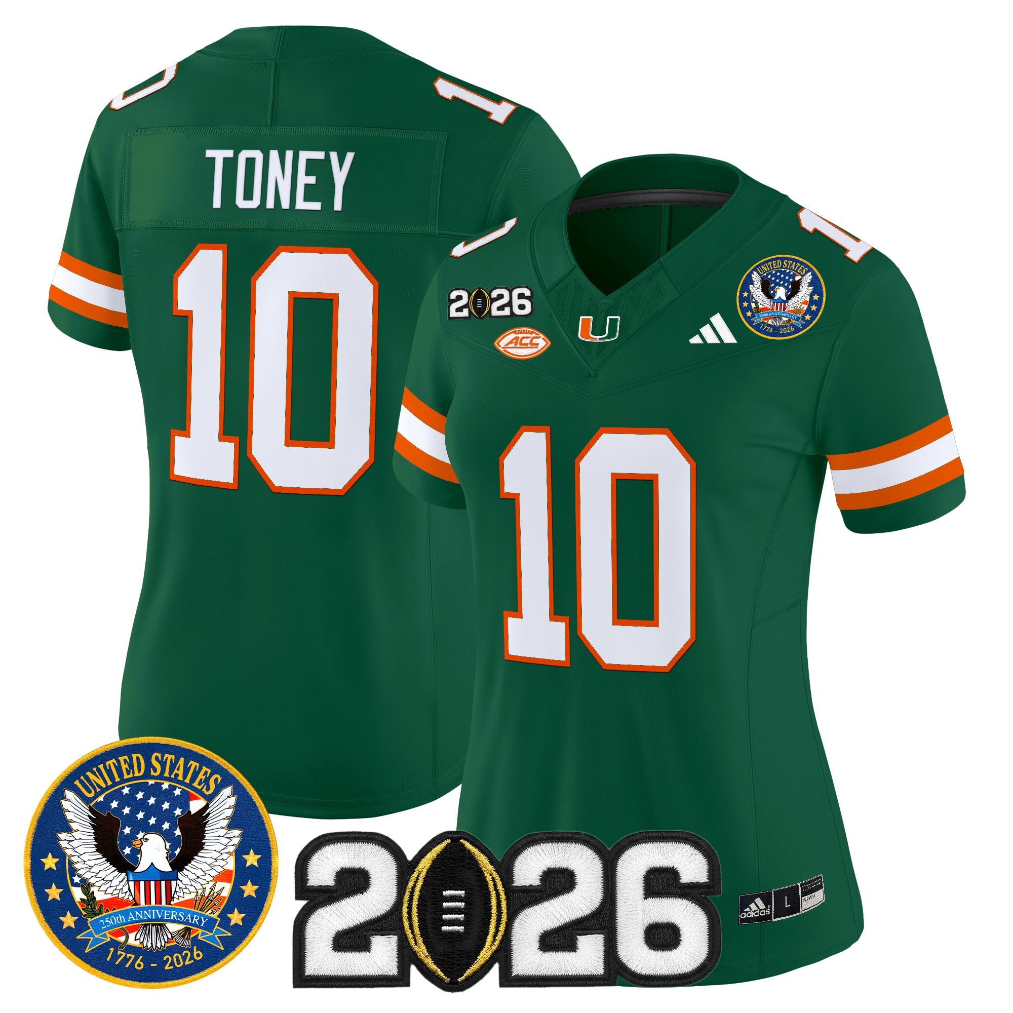 Women's Miami Hurricanes "United States 250th Anniversary & 2026 CFP Final Patch" Vapor Limited Jersey - All Stitched