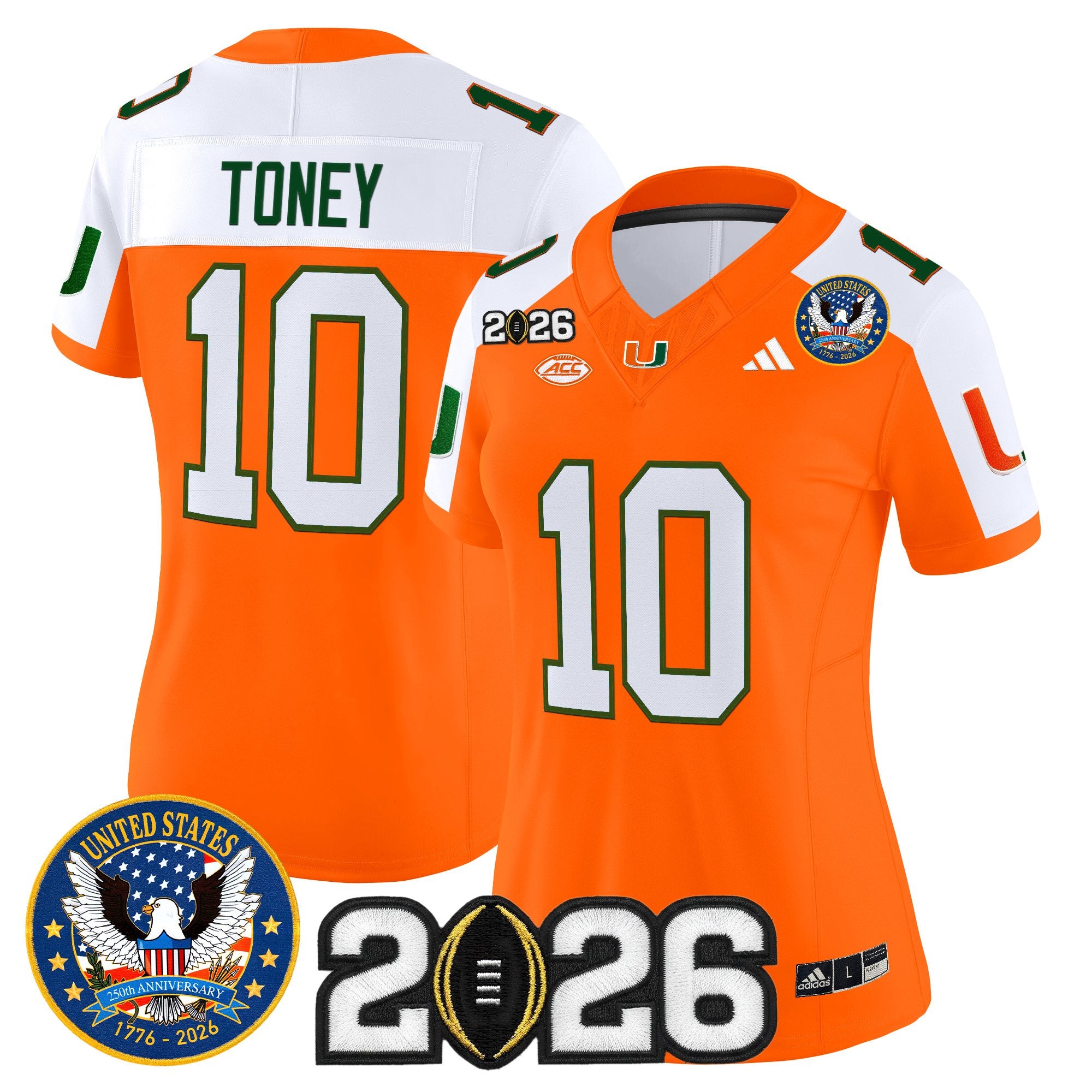 Women's Miami Hurricanes "United States 250th Anniversary & 2026 CFP Final Patch" Vapor Limited Jersey - All Stitched