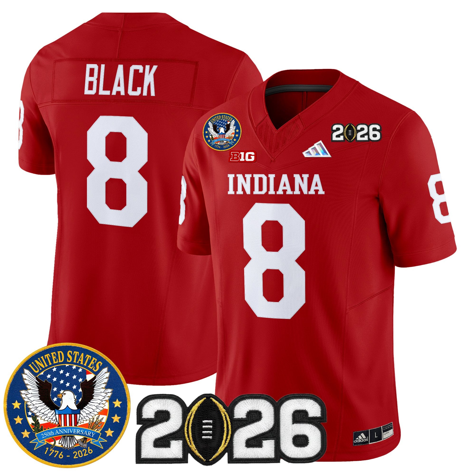 Men's Indiana Hoosiers "United States 250th Anniversary Patch" Vapor Limited Jersey V2 - All Stitched