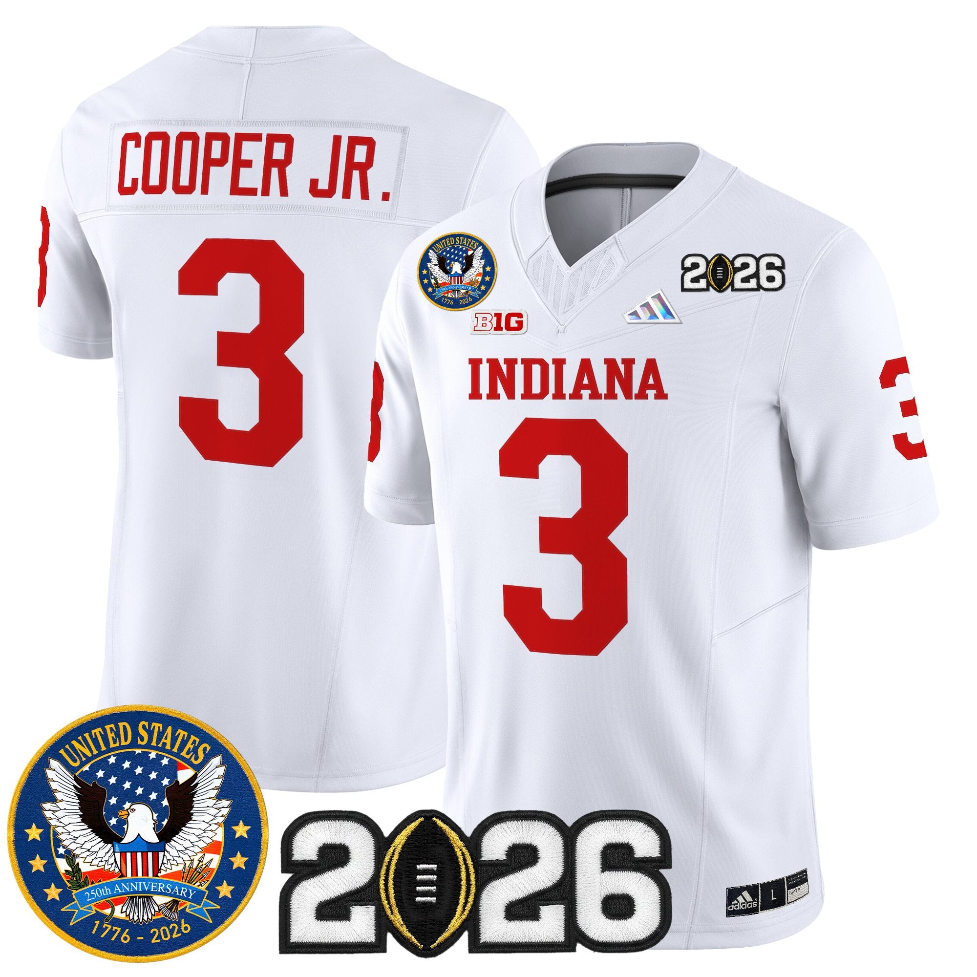 Men's Indiana Hoosiers "United States 250th Anniversary Patch" Vapor Limited Jersey V2 - All Stitched