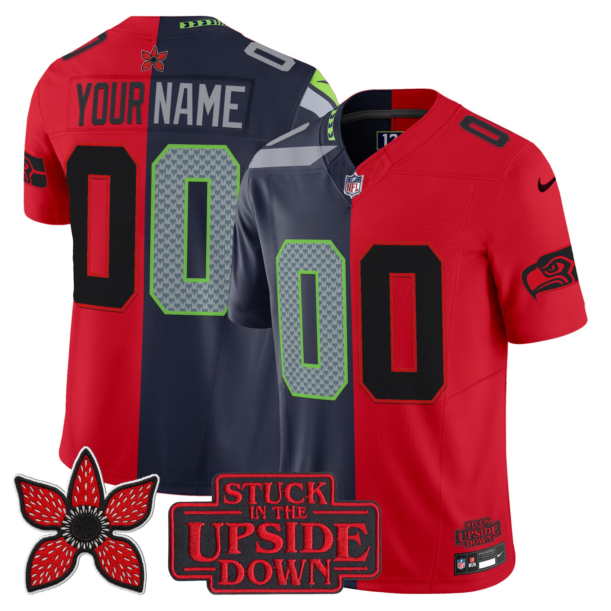 Seattle Seahawks 'Upside Down Edition' Vapor Limited Custom Jersey - All Stitched