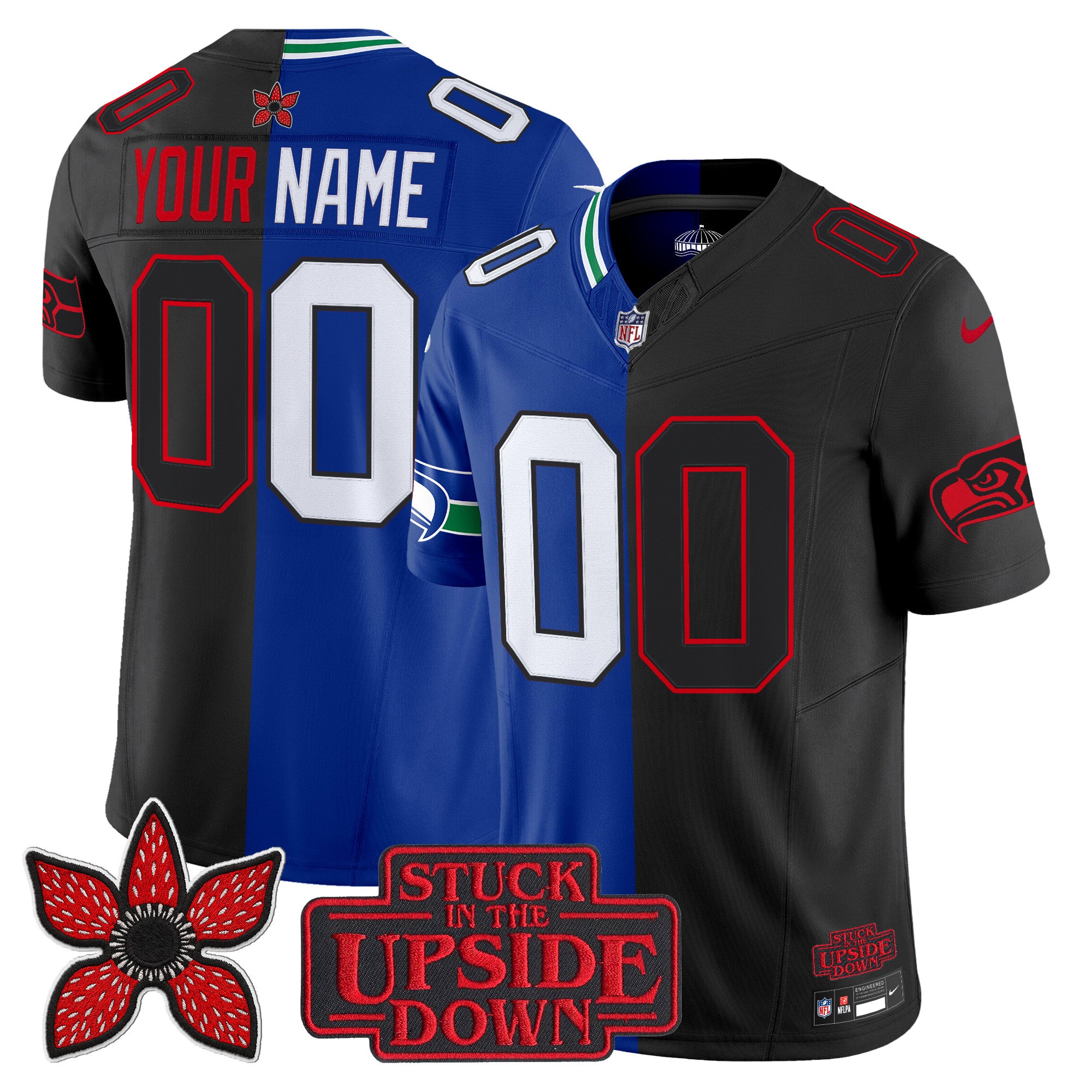 Seattle Seahawks 'Upside Down Edition' Vapor Limited Custom Jersey - All Stitched