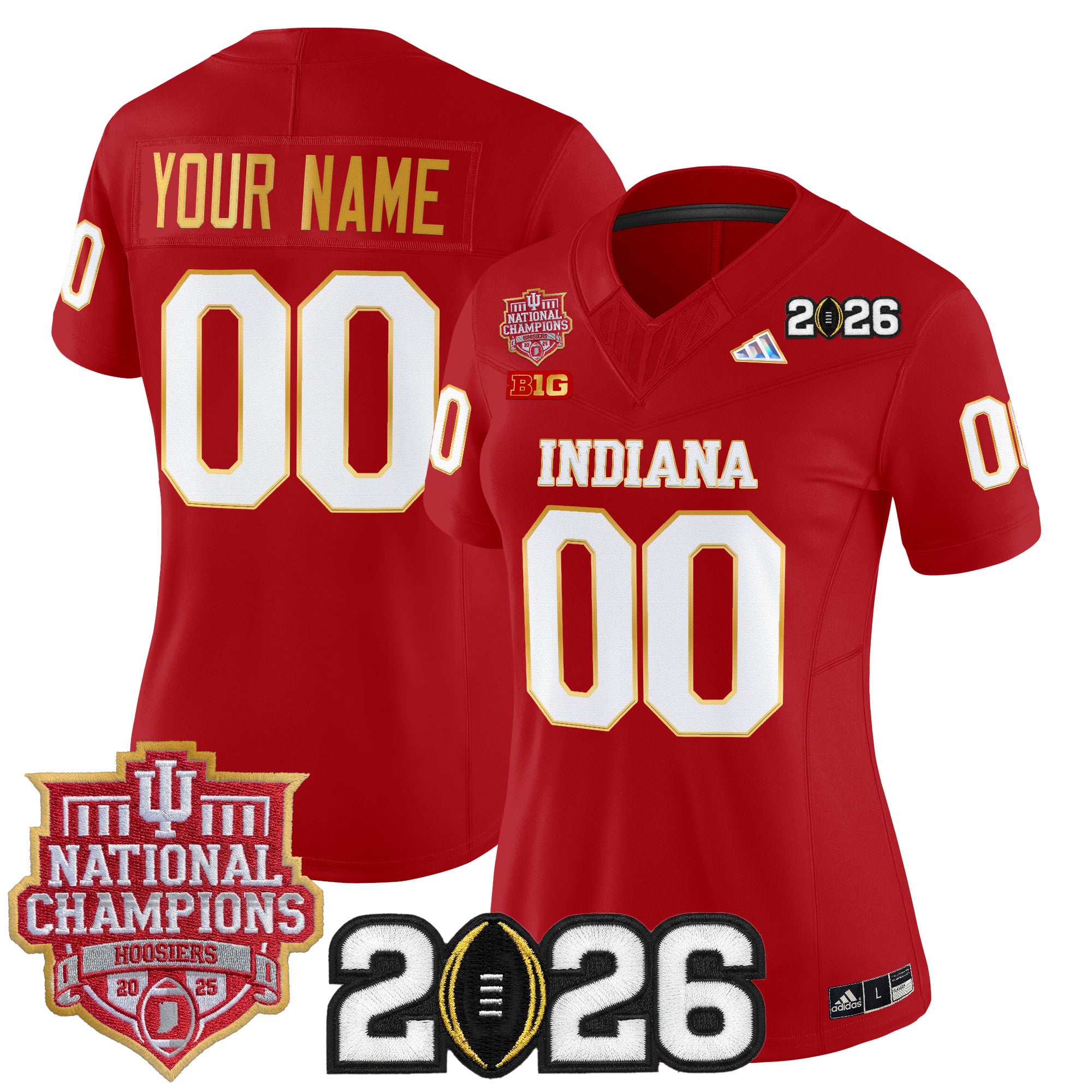 Indiana Hoosiers 2025 National Champions & 2026 CFP Final Patch Gold Trim Vapor Limited Custom Jersey - All Stitched