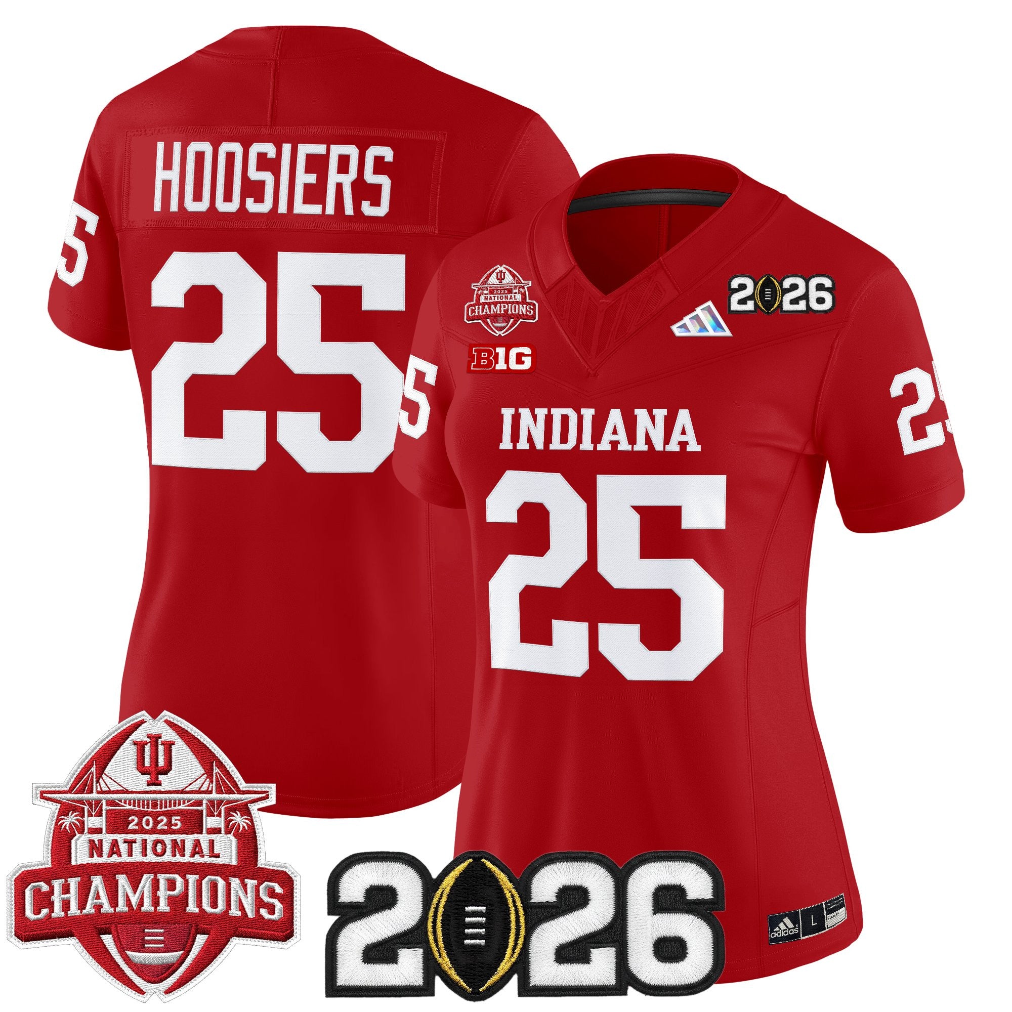 Women's Indiana Hoosiers 2025 National Champions & 2026 CFP Final Patch Vapor Limited Jersey V2 - All Stitched